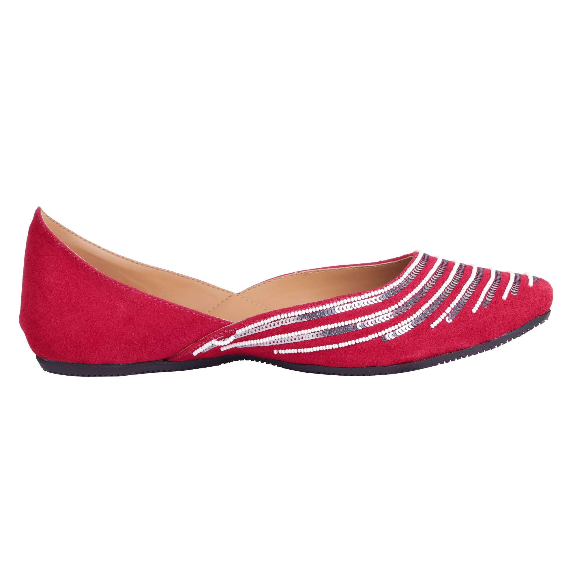 Amica Slexia Women's Leather Casual & Formal Jutis & Mojari (Red_Size-6) 6