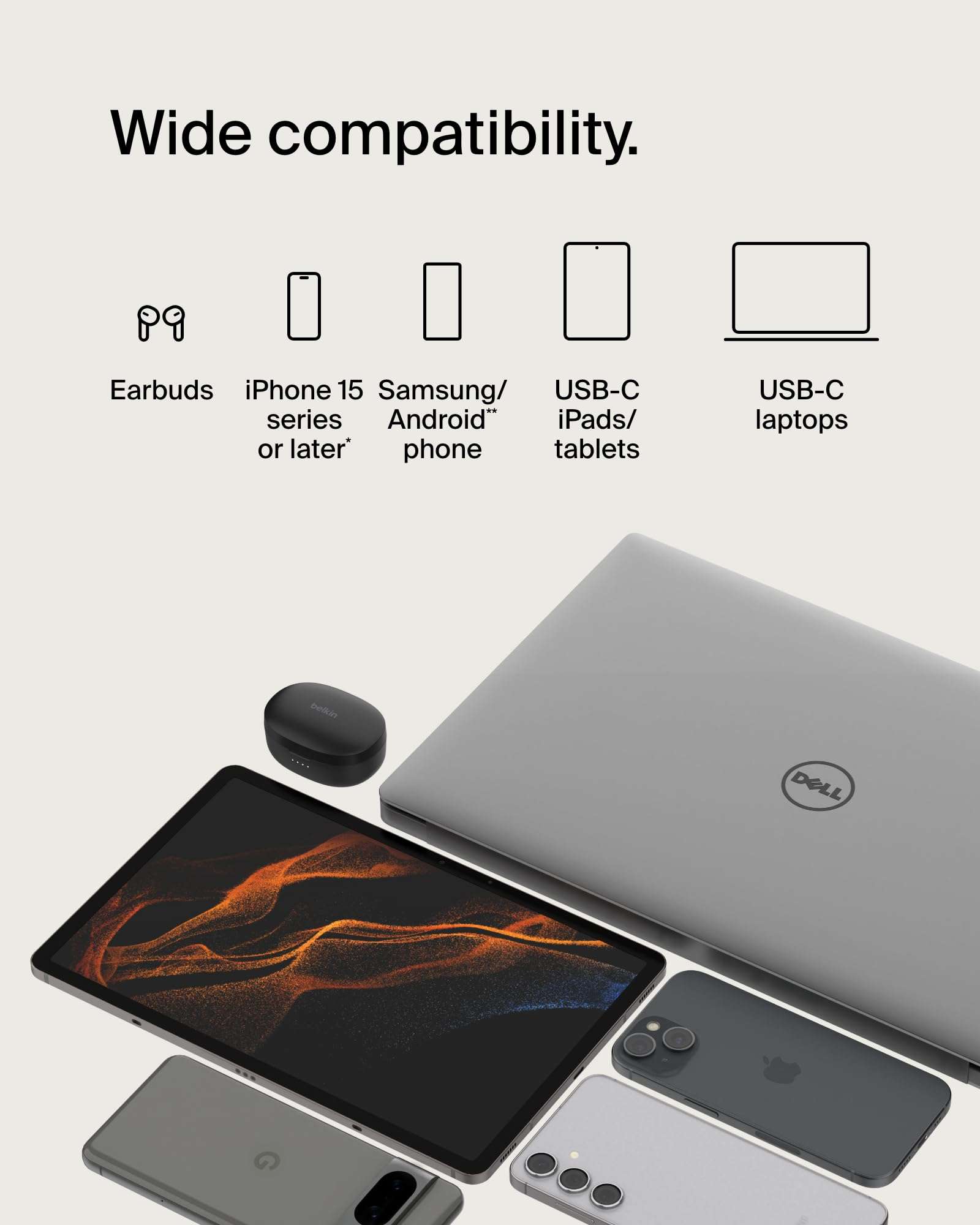 Belkin USB-C to USB-C Braided 3.3 Feet (1 Meter) Fast charging Type C Cable, for iPhone 15 Series and other USB-C Devices, Tough and Durable, 60W PD, USB-IF Certified - White 5