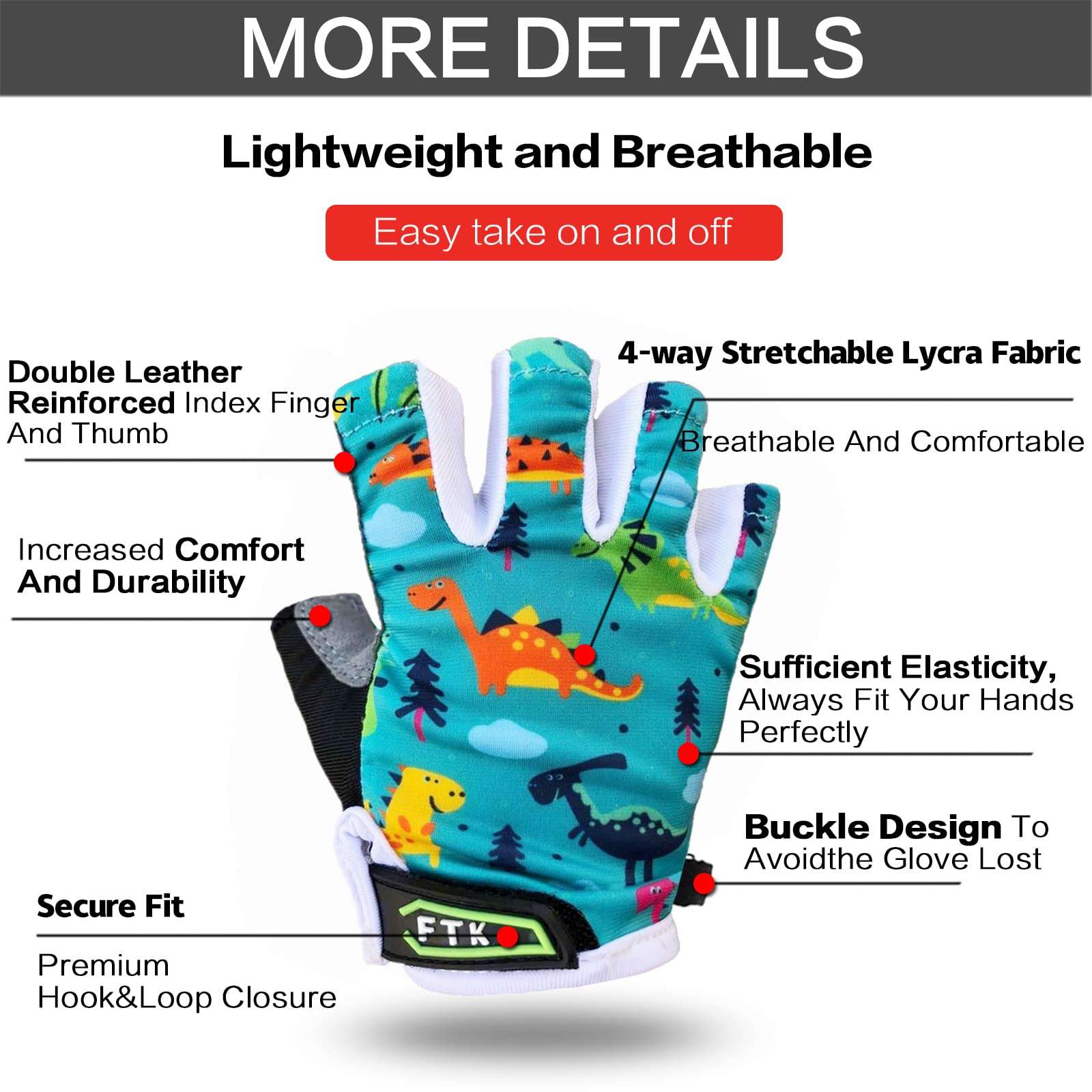 Kids Junior Cycling Gloves Outdoor Sport Road Mountain Bike, Fit Boy Girl Youth Age 2-10, Gel Padding Bicycle Half Finger Pair (Dark Blue, Small) 4