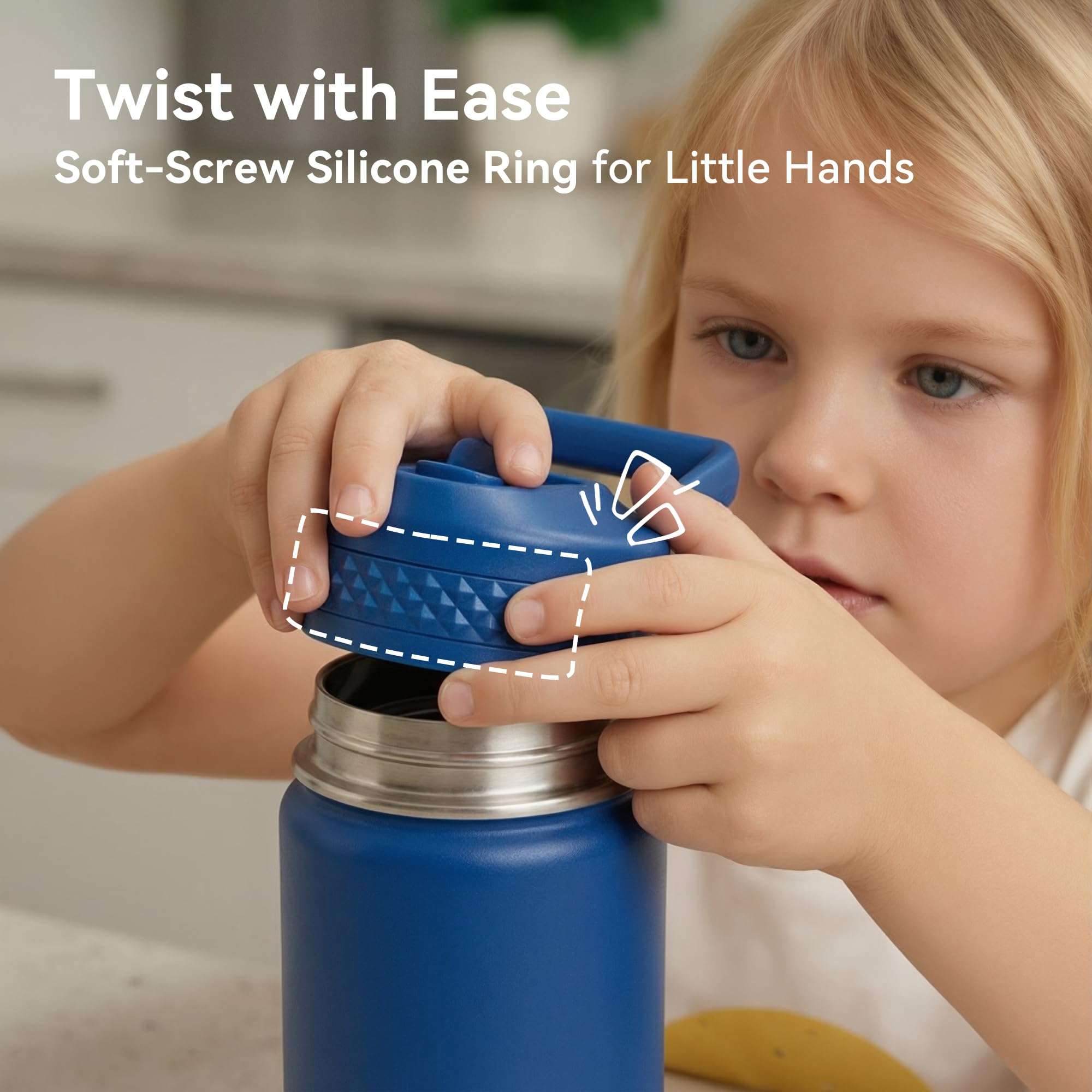 Fijinhom 12 oz Kids Water Bottle, Toddler Water Bottle with Straw, Boys&Girls Bottle for School, 304 Stainless Steel Vacuum Insulated Bottle for Kids, BPA-Free, Leak-Proof, Pink 6