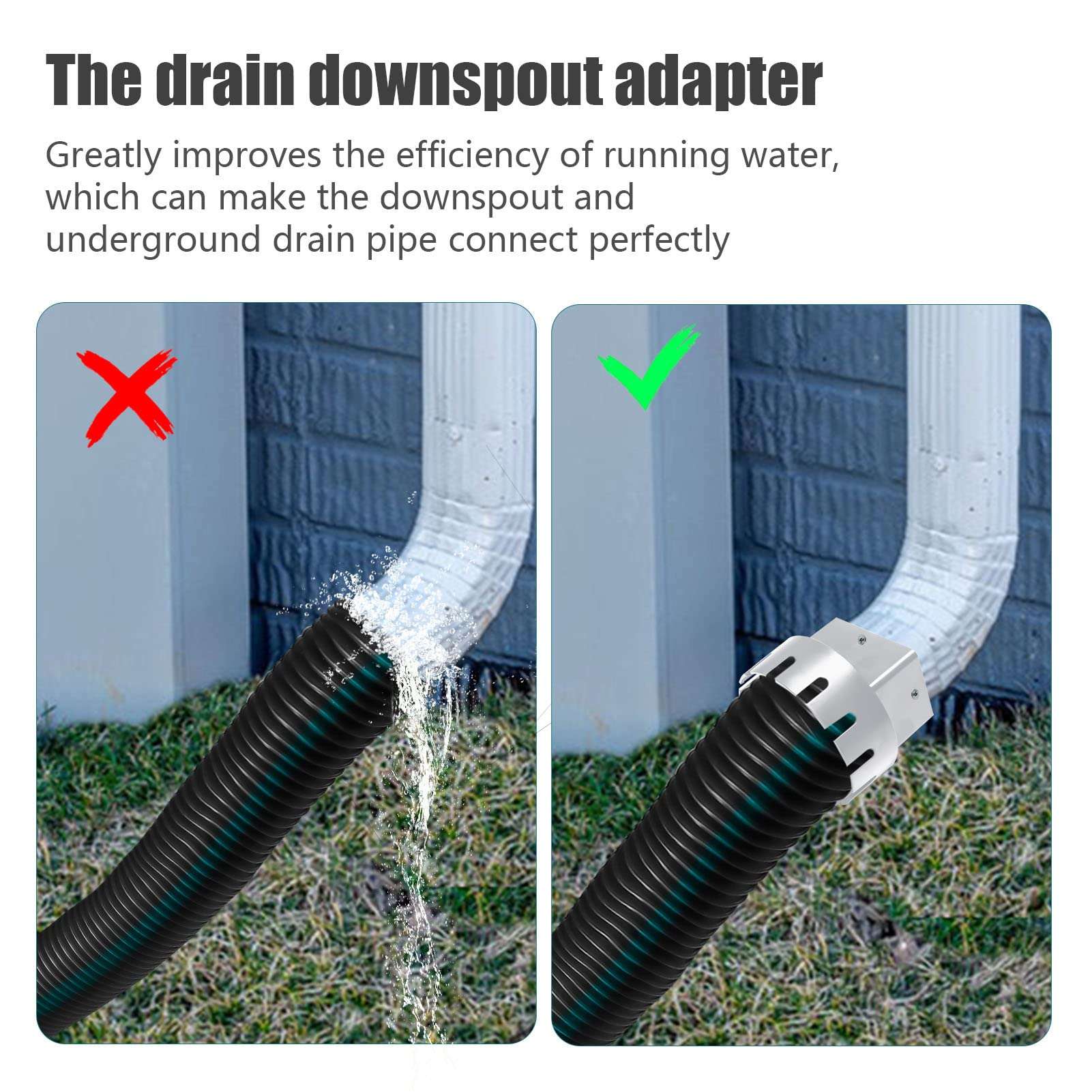 Plastic Downspout Adapter Drain Adapter Replacement Downpipe Converter Connector With Screws For Rain Gutter Downspout (White S 2X3In) 3