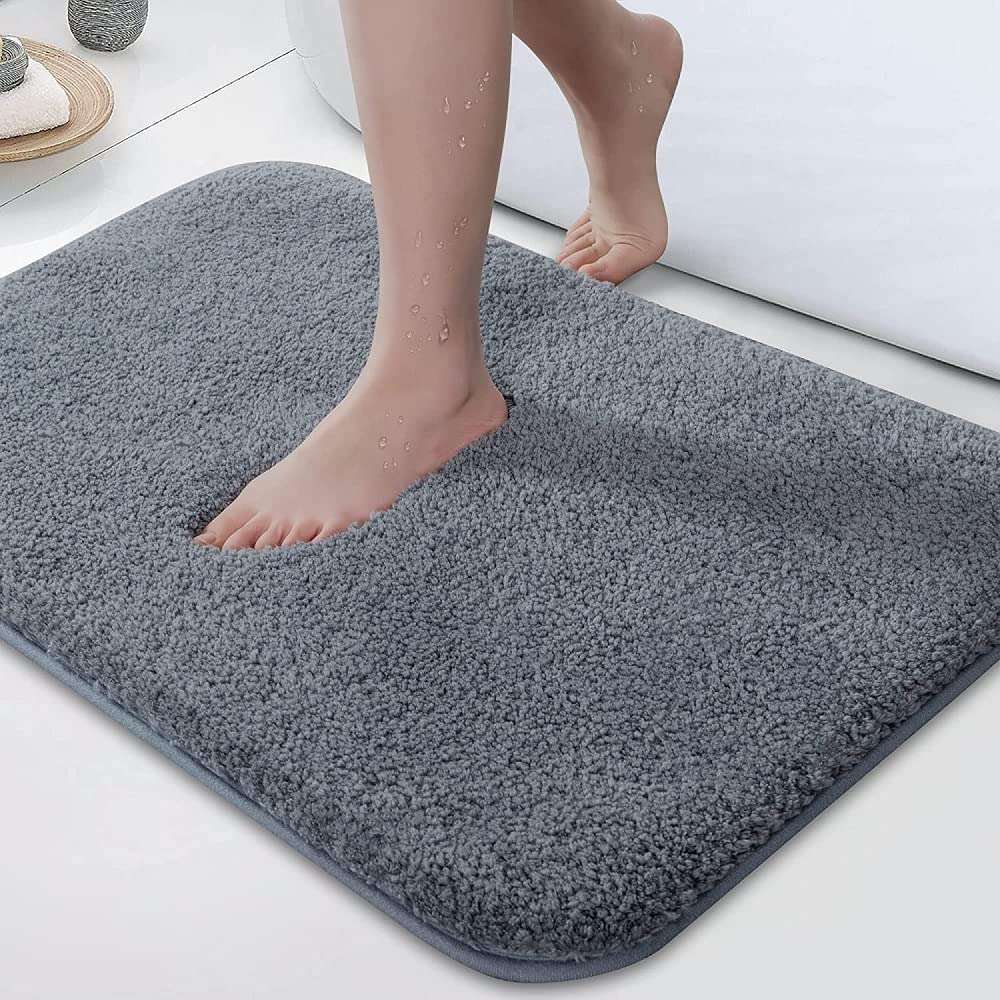 SIWAN |1 Pieces Anti Slip Bath Mat Extra Soft and Absorbent Microfiber for Home, Bathroom, Bedroom, Hall (Grey / 60 x 40 cm) 1