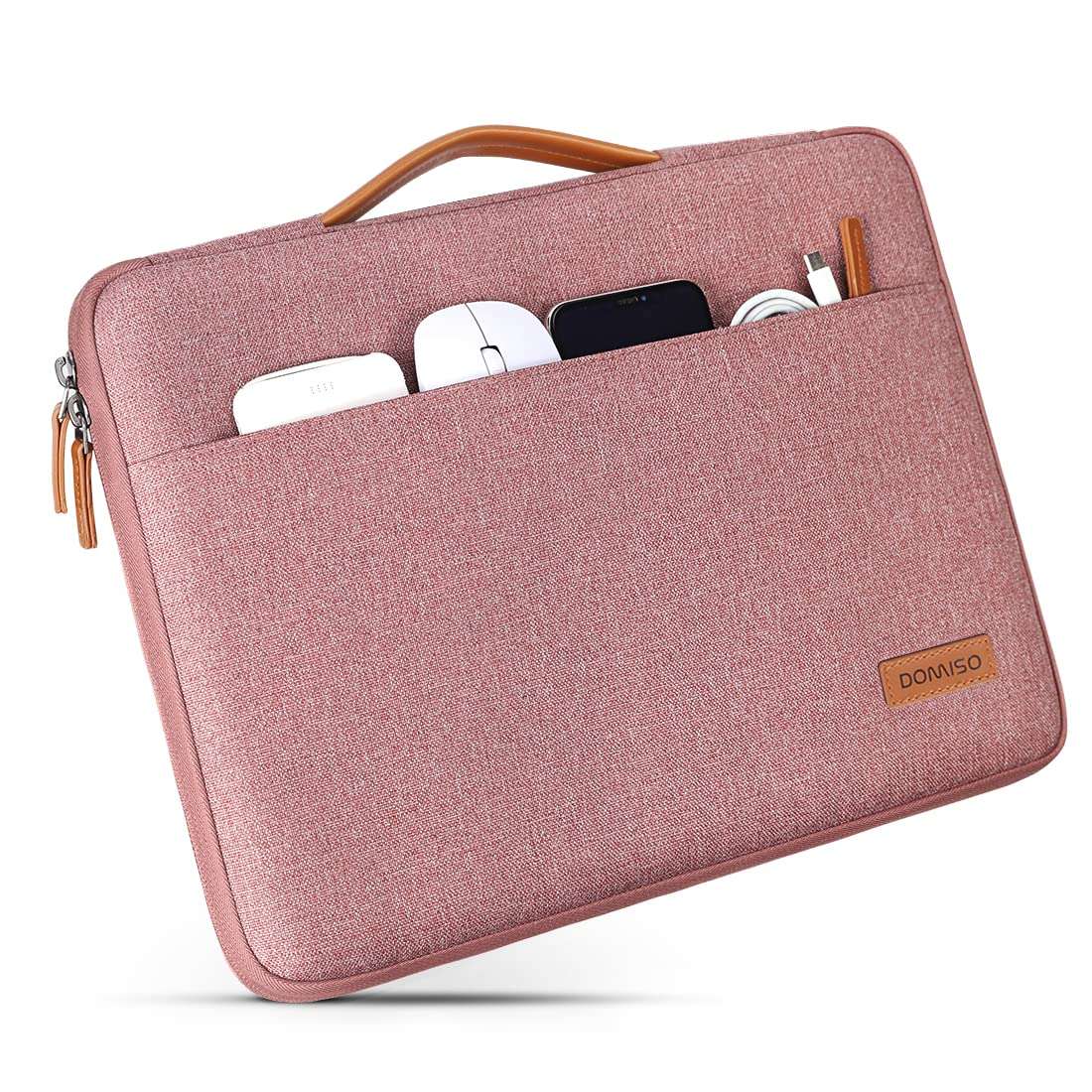 DOMISO 11 Inch Laptop Sleeve Canvas Notebook Portable Carrying Bag Case Handbag for 11.6" MacBook Air / 12.3" Microsoft Surface Pro 4/11.6" Computers, Pink 4