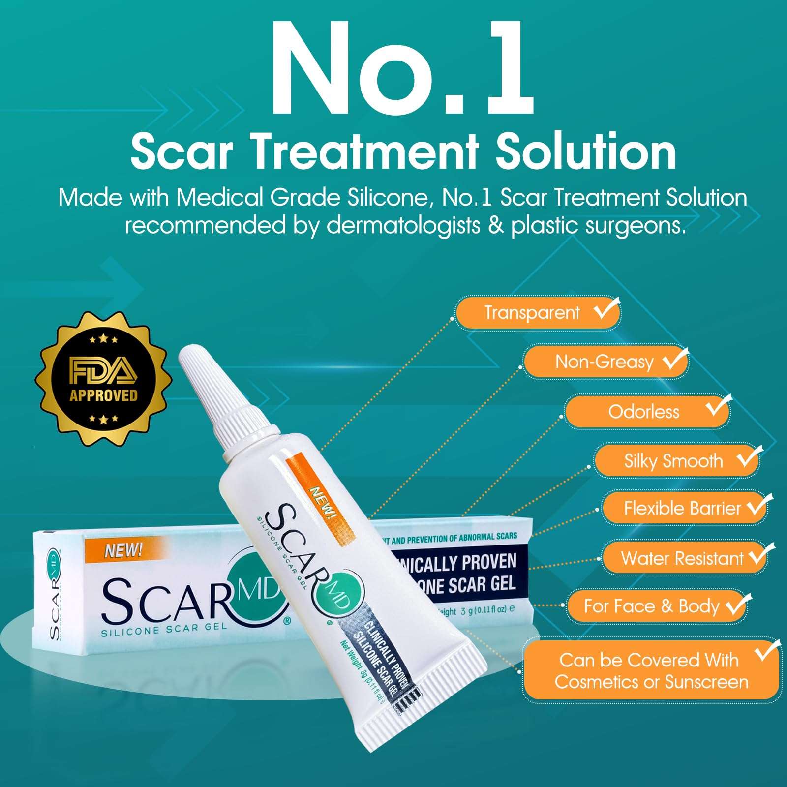 Scar Gel Scar Cream, Keloid Bump Removal, Advance Scar Gel for Surgical Scars,Body,Leg, Burns,C-Section, Stretch Marks, Reduces Discomfort, 0.1oz 5