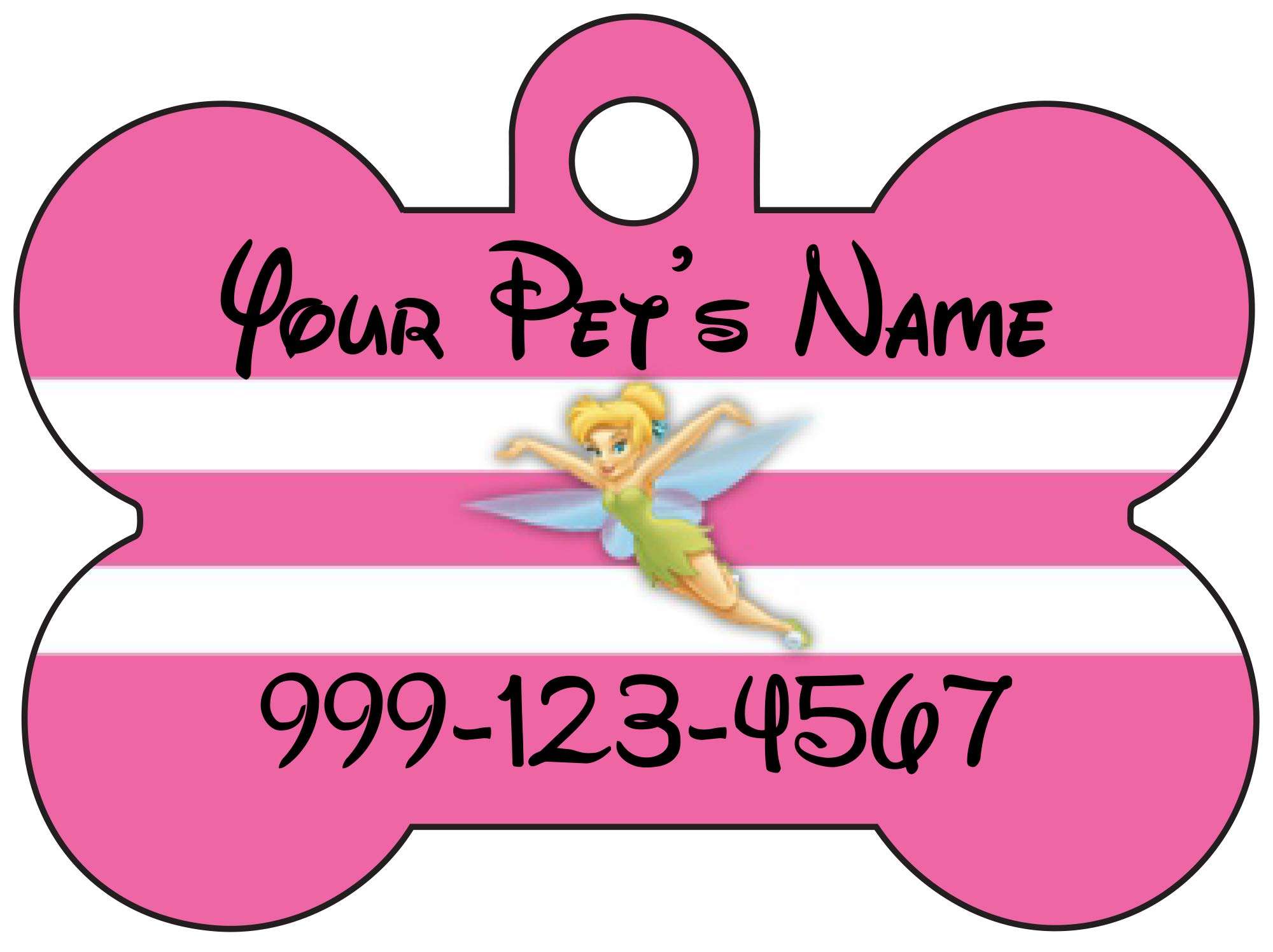 Tinkerbell Dog Tag Pet Id Tag Personalized w/ Name & Number