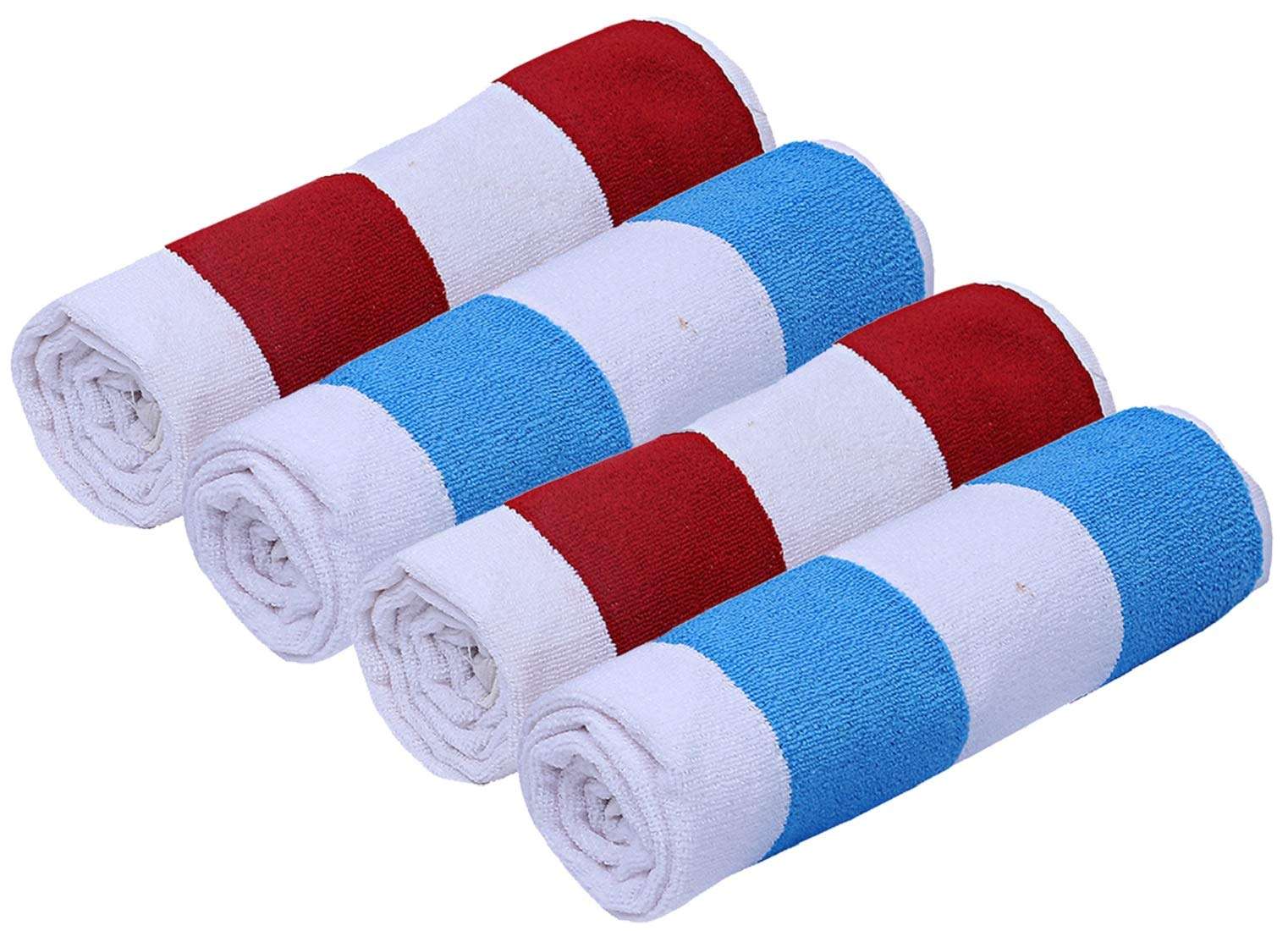 Heart Home Cotton 4 Pieces Bath Towel 27" x54” (Red & Blue) CTHH1647