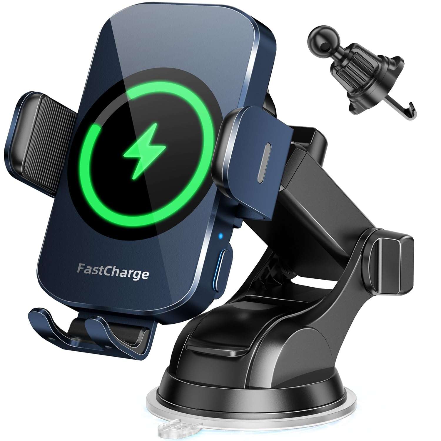 BothLin Wireless Car Charger, Fast Charging Phone Holder 3 in 1 Phone Mount Auto Clamping Car Accessories Compatible with iPhone 17 16 15 14 13 12 11 Xs XR, Samsung S23 Ultra S22 S21 S20(Deep Blue)