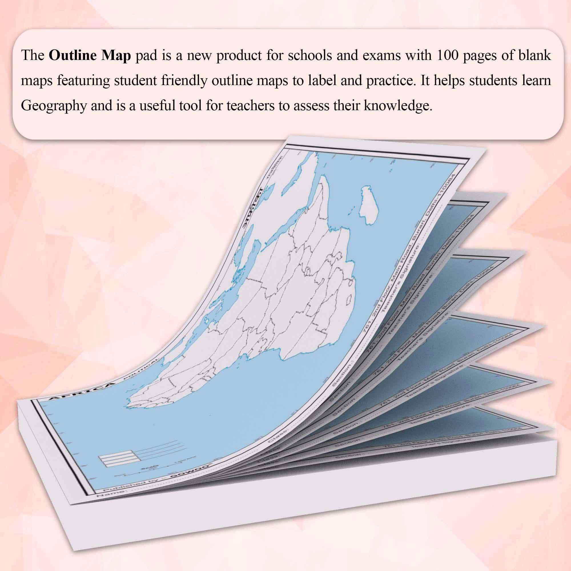 SMALL - 100 AFRICA POLITICAL OUTLINE MAP and SMALL - 100 AFRICA PHYSICAL OUTLINE MAP FOR SCHOOL | Combo of 2 3