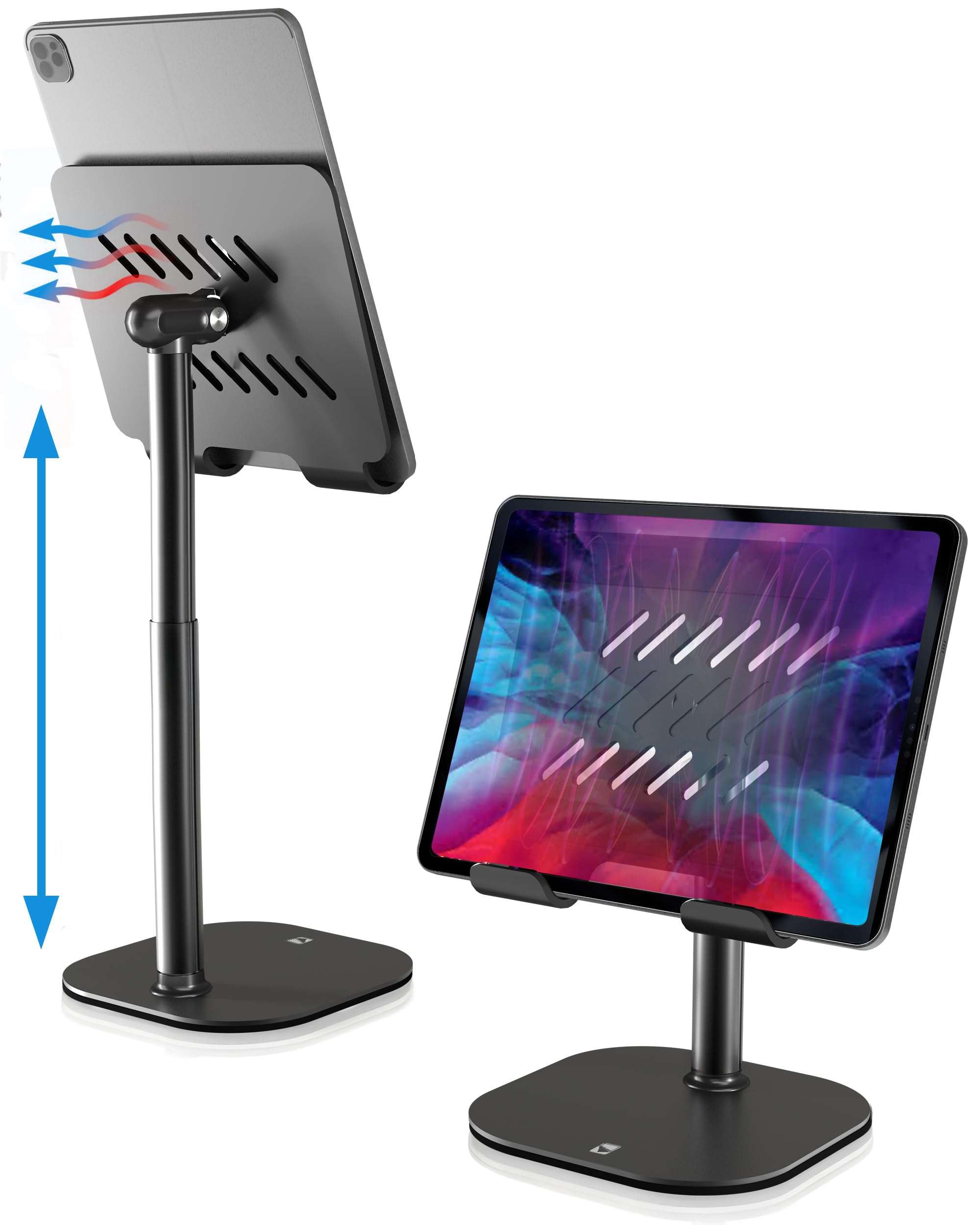 COOPER TabHolder, 7-10" Height Adjustable Tablet Stand, Premium iPad Stand for Desk, 270° Tilt iPad Holder for Desk, Tablet Holder, 15.6-17" Portable Monitor Support (Black) 1