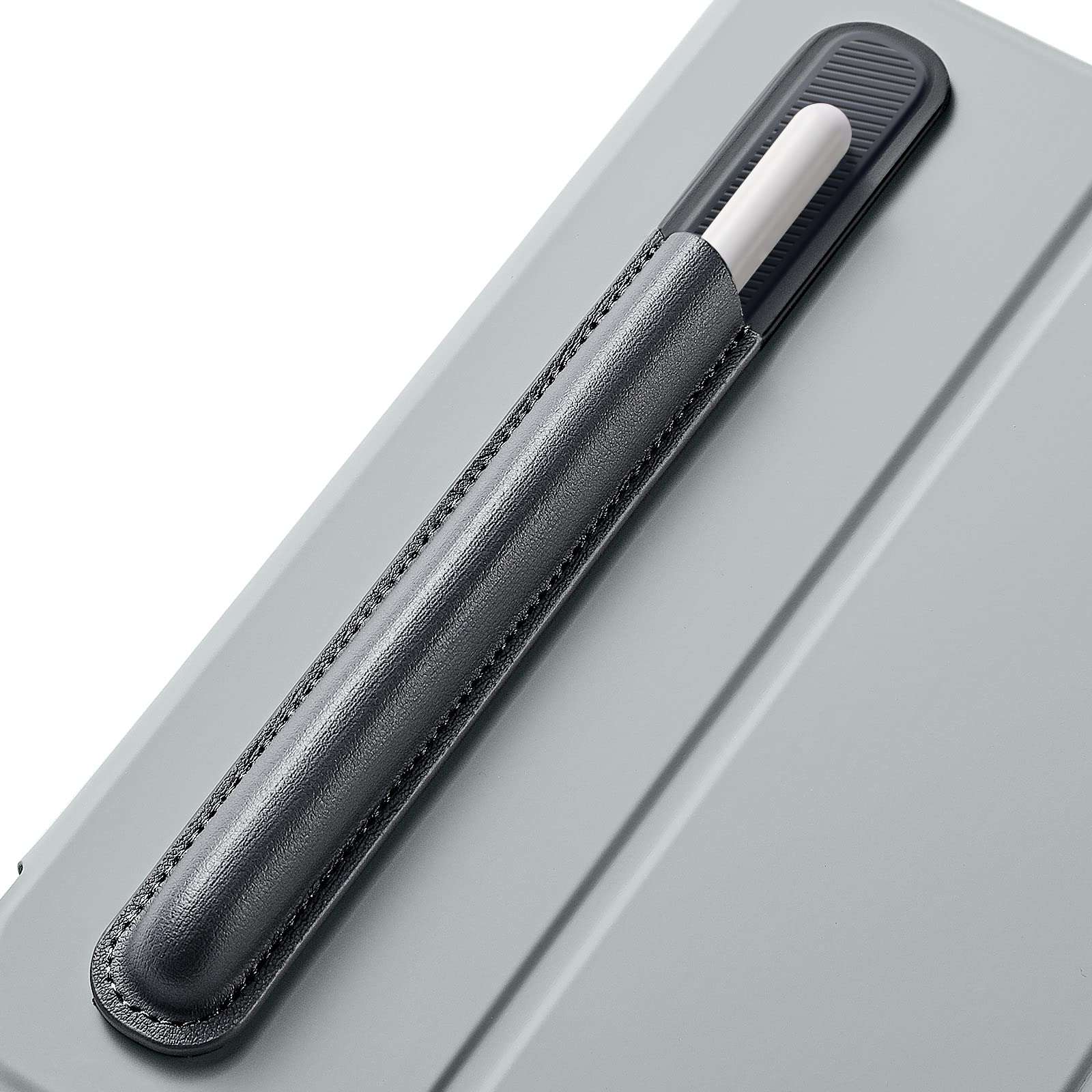 ESR Pencil Holder Compatible with Pencil (Pro/2nd/1st Generation&USB-C), Vegan Leather Pencil Sleeve for Stylus Pen, Secure Pencil Protection, Pencil Cover with Self-Adhesive Back for iPad Case,Grey