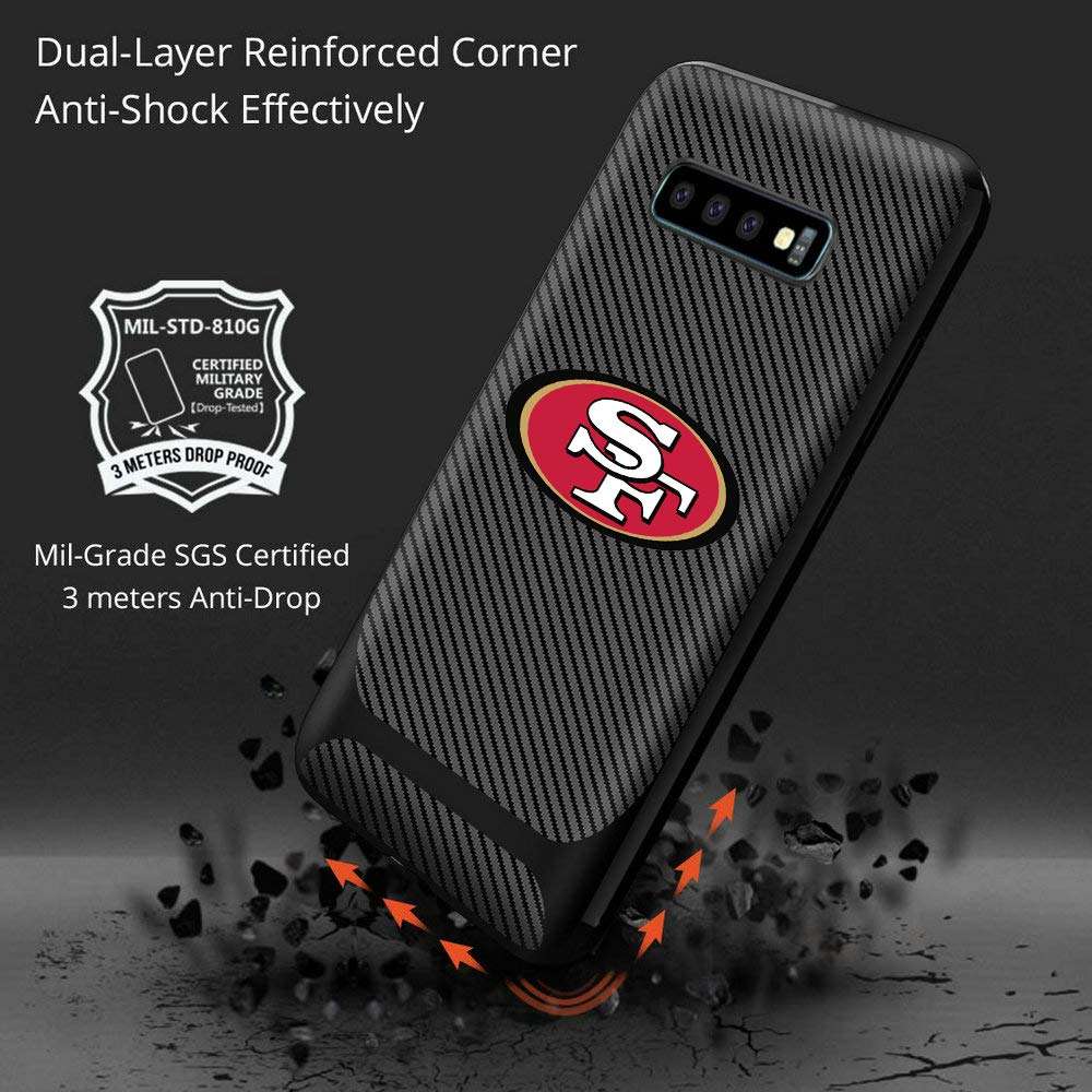 Samsung Galaxy S10 Case 49ers Cover Slim Soft Carbon Fiber Pattern Silicone TPU Protective Durable Snap on Shell for S10 6.1 Inches Black 6