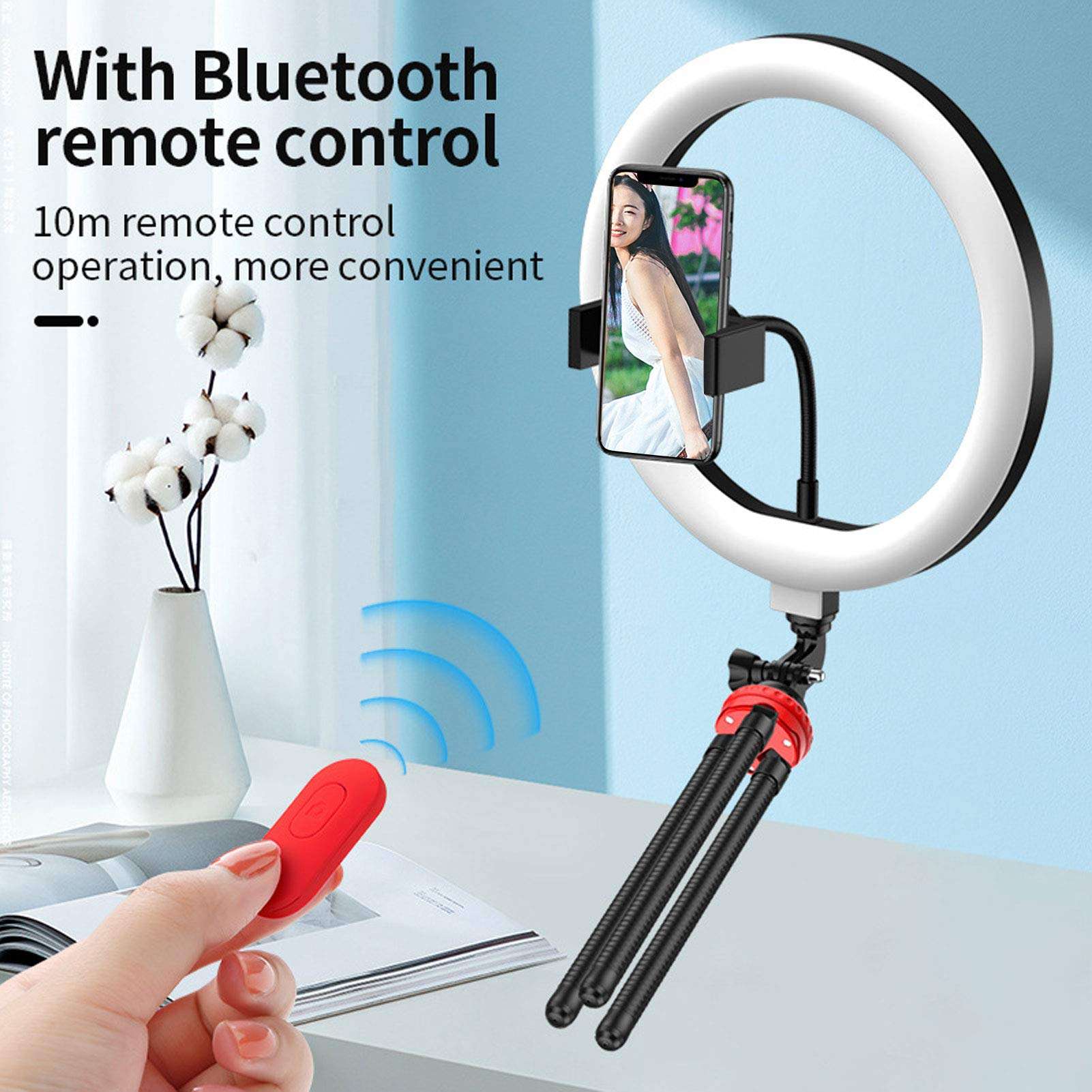 LED Fill Light Conference Lighting Kit 10 Inch Octopus Fill Light Set for Streaming, Makeup, Selfie Photography 5