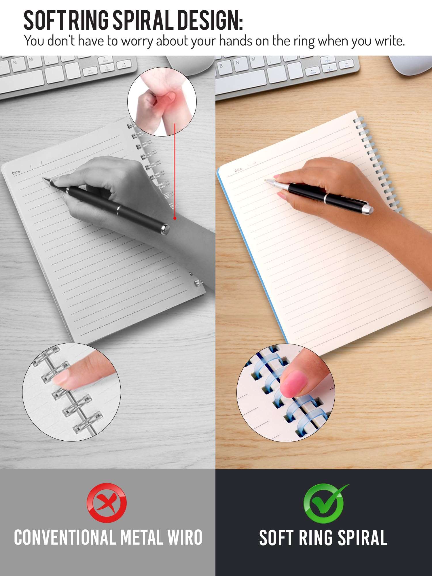 DOODLE B5 Ruled Spiral Notebook | 160 Pages, 80 GSM | Soft Wiro Binding for Smooth Writing | Ideal for School, College & Office | Black 4