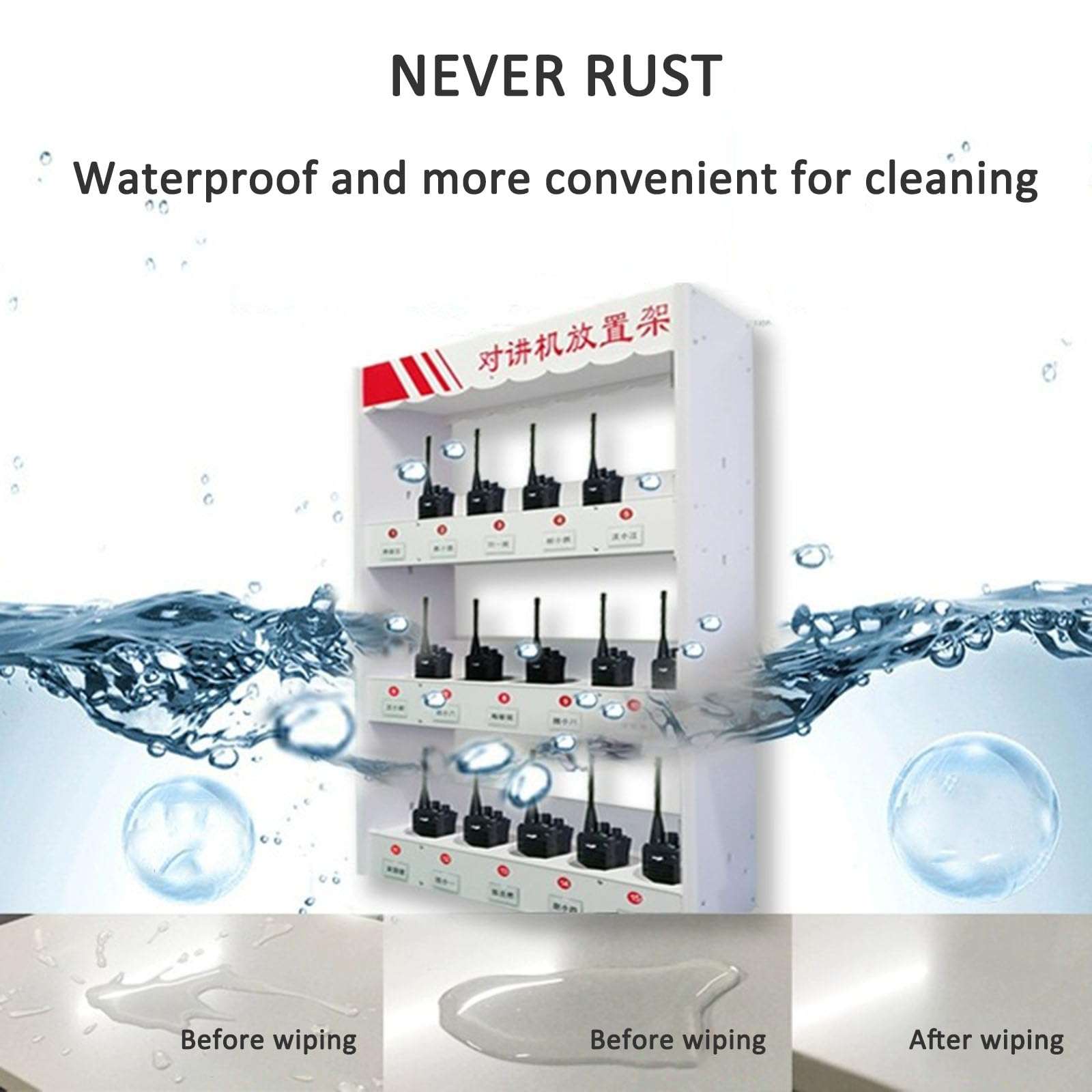 FUDUOSHUNYI Universal Walkie Talkie Holder Radio Case, Wall Mounted Radio Microphone Organizer Hanger, Handheld Radio Holder Multi Grids Tool Storage Cabinet 4