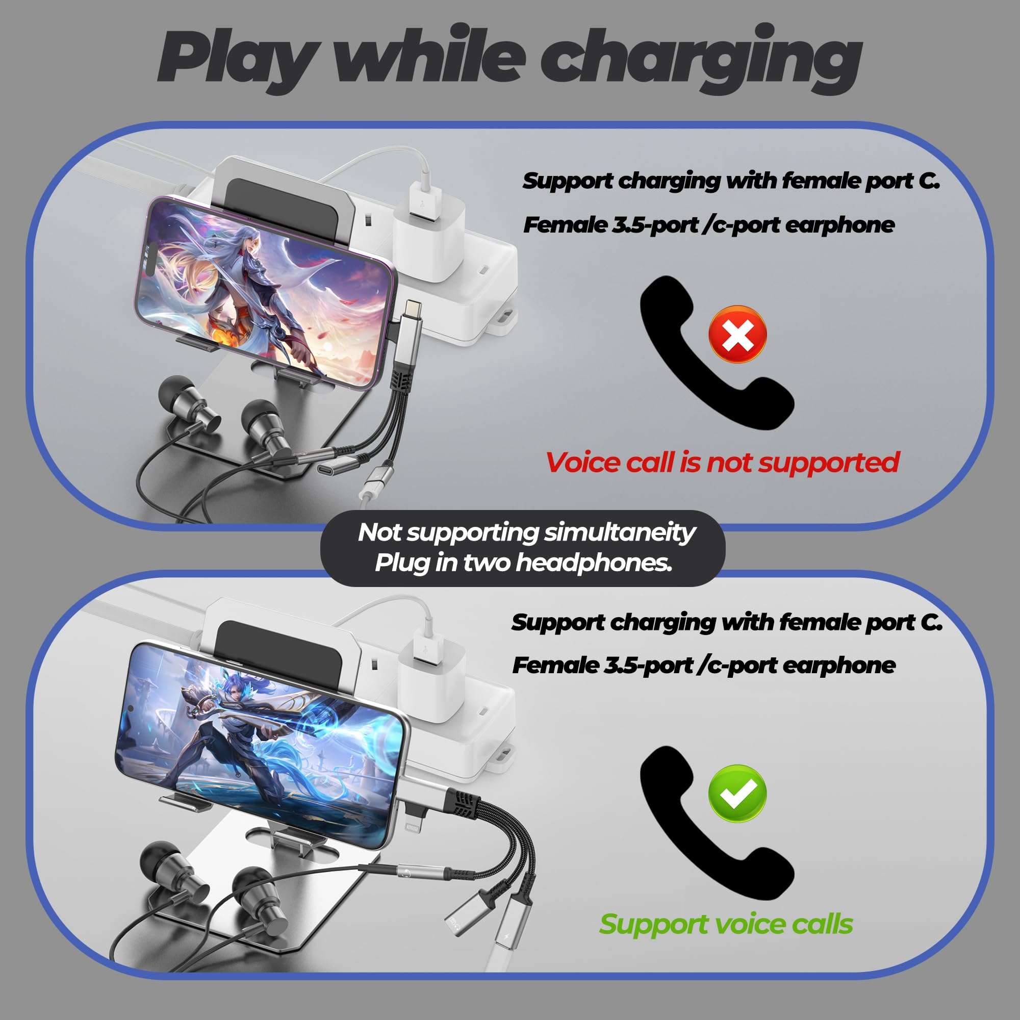 Lightning USB C Splitter(3in2) Type C OTG Data Headphone 3.5mm Audio Jack Adapter for iPhone 17 16 15 14 Aux Dongle Charger for IPad Dual Charging Car Lighting Dac Ear Compatible for Samsung 4