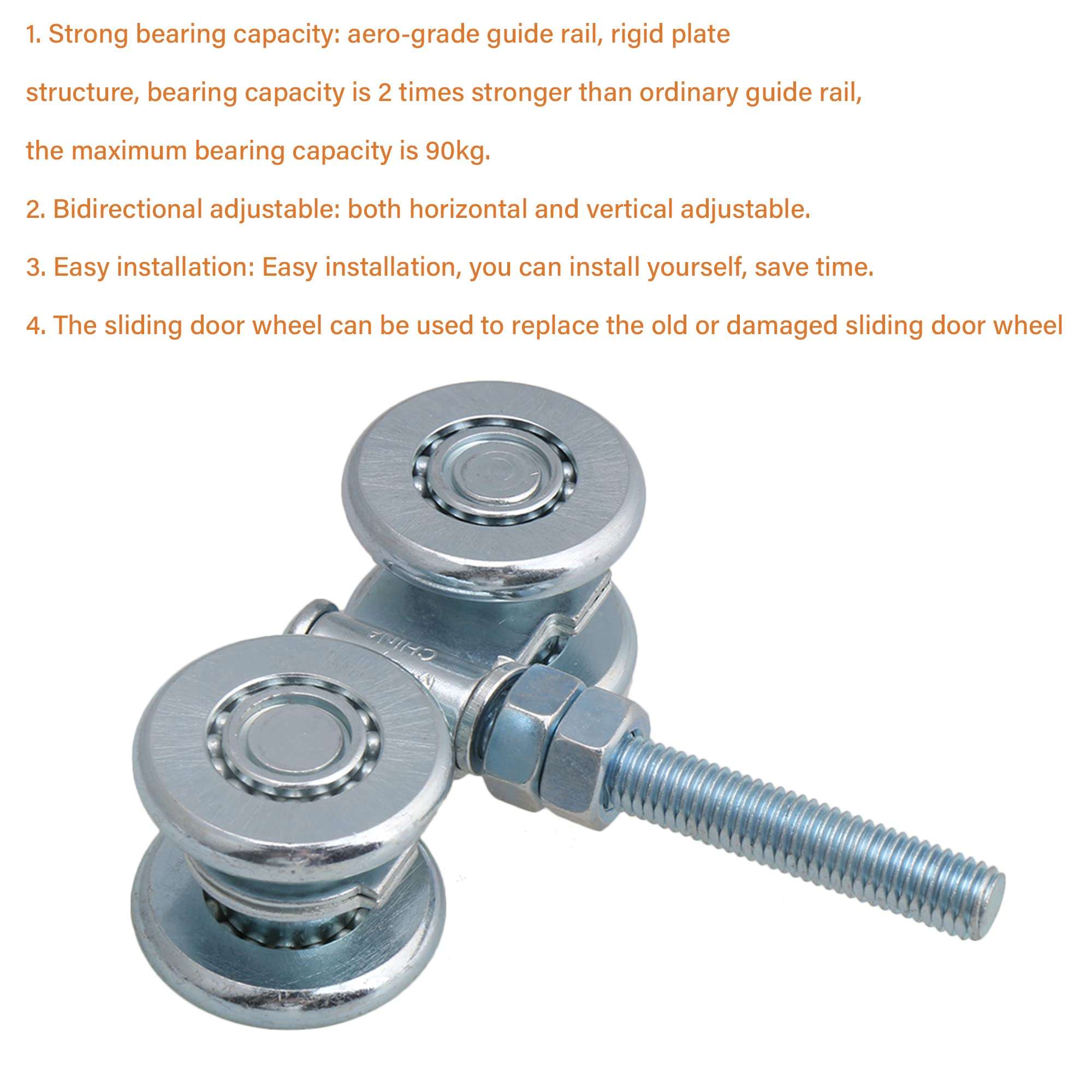 Dia 46mm Steel Double Wheel Rail Hanging Trolley Silver Sliding Track Roller Hanging Barn Door Rail Trolley Wheel H3-3 w/Nuts 2