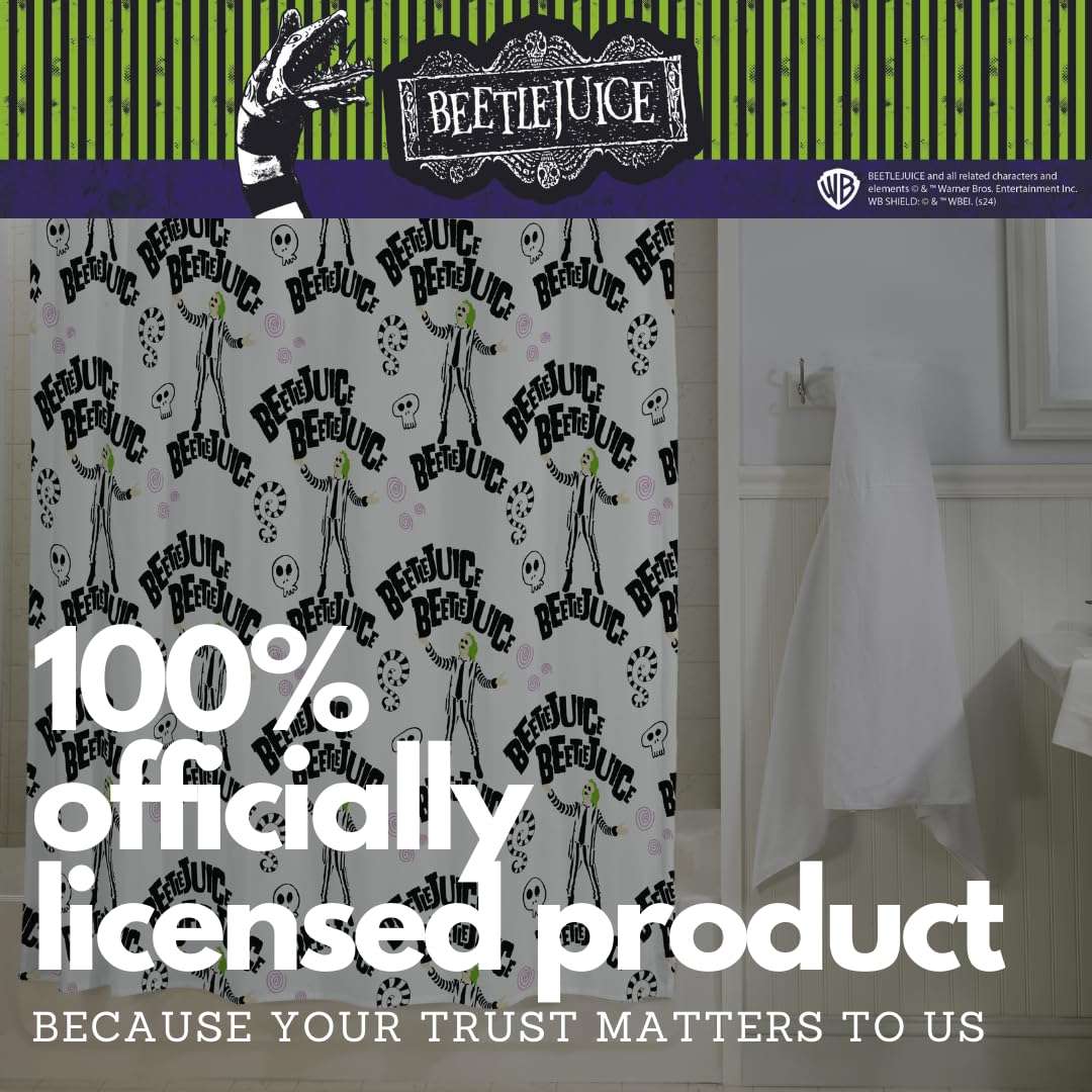 Franco Collectibles Beetlejuice Bath Microfiber Shower Curtain, 70x72, (Officially Licensed Product) 5