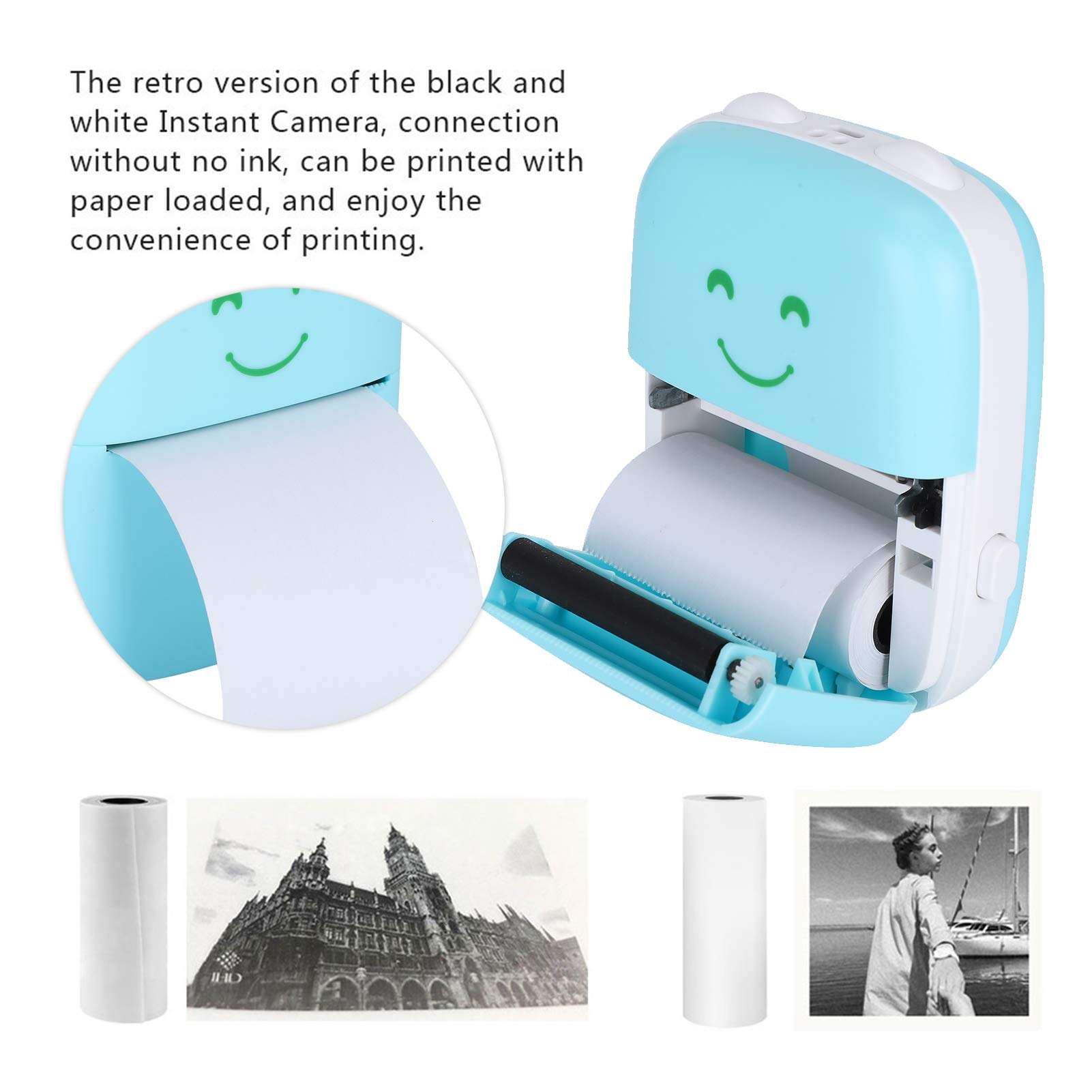 Pocket Printer,Mini Bluetooth Wireless Portable BT Thermal Printer,Mobile Printer Label Photo Printer,Compatible with All Smartphones,for Learning Assistance,Study Notes,Journal,Fun,Scrapbook,Blue 5