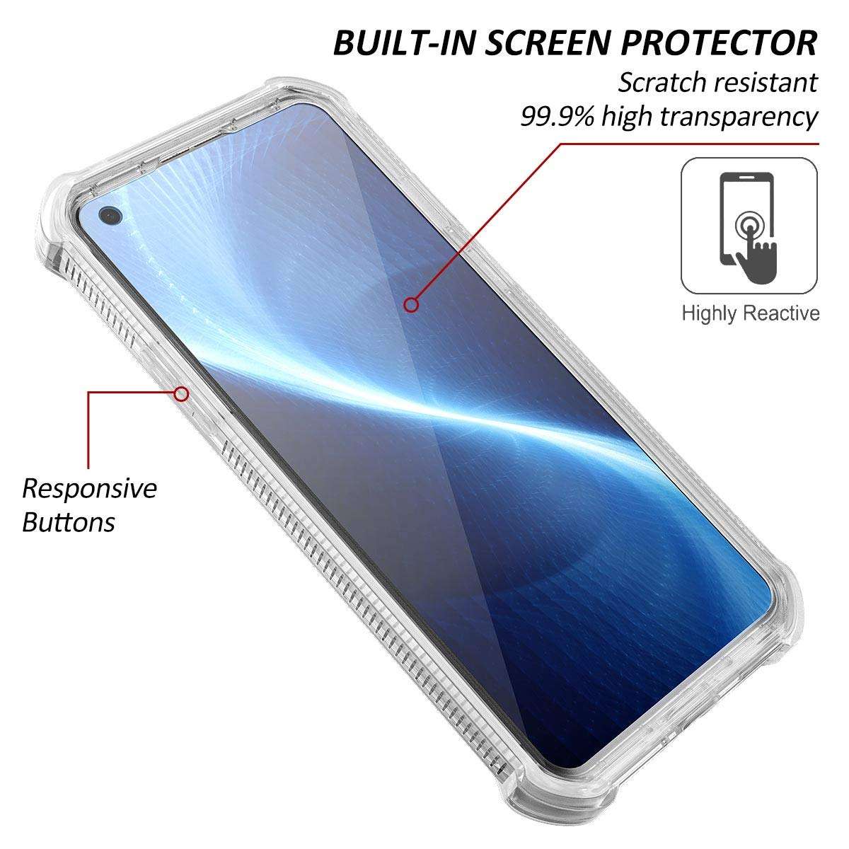Dexnor for OnePlus 8T Case with Screen Protector Clear Rugged Full Body 360 Protective Shockproof Hard Cover Defender Dual Layer Heavy Duty Bumper Case for Women/Men - Gray 2