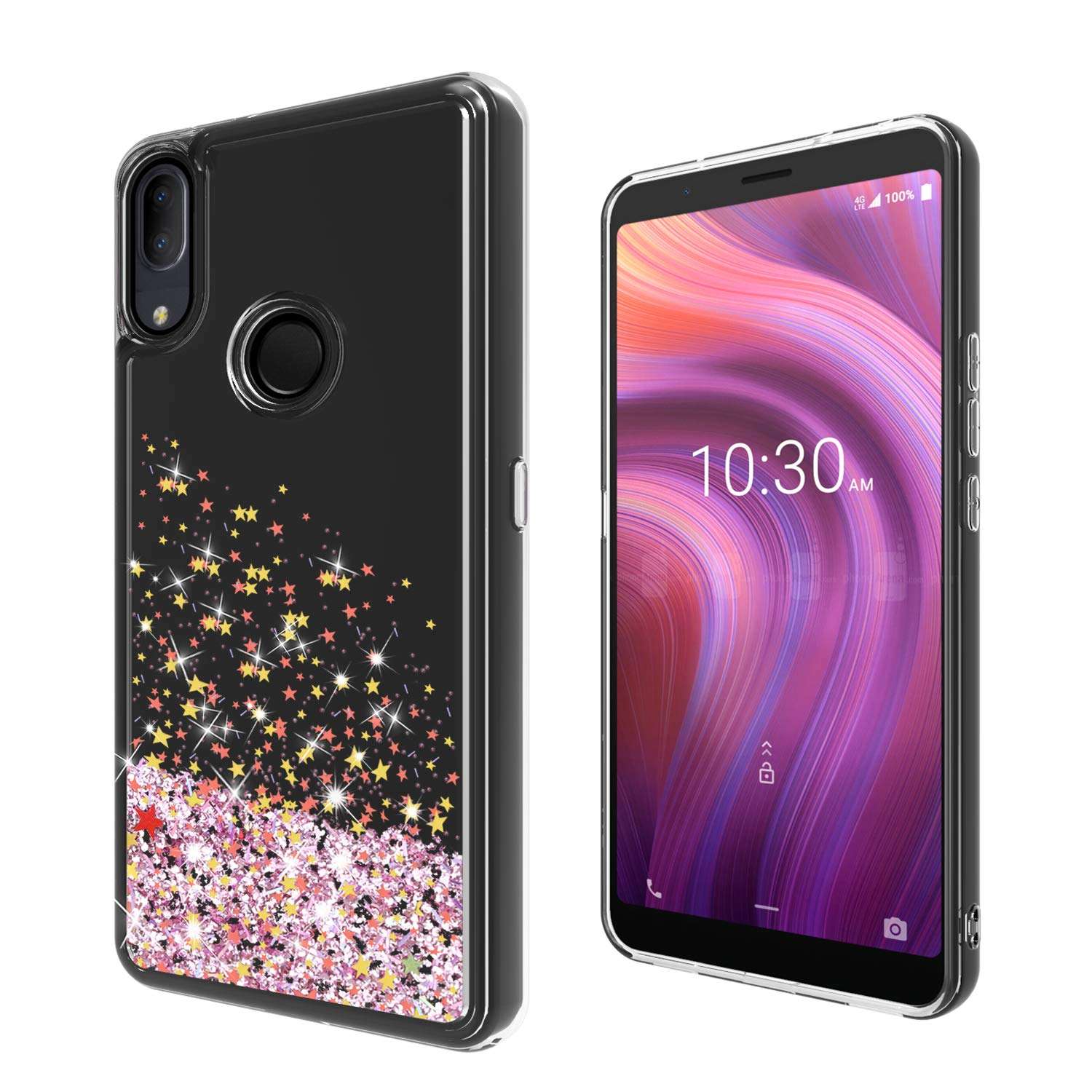 Wtiaw:Alcatel 3V 2019 Case,Alcatel 3V (2019) 5032W Case,Alcatel 5032W Case,Alcatel 3V 2019 Phone Case,Flowing Liquid Floating Ultra Thin Shock Absorption Case for:Alcatel 3V 2019-SA Pink 2