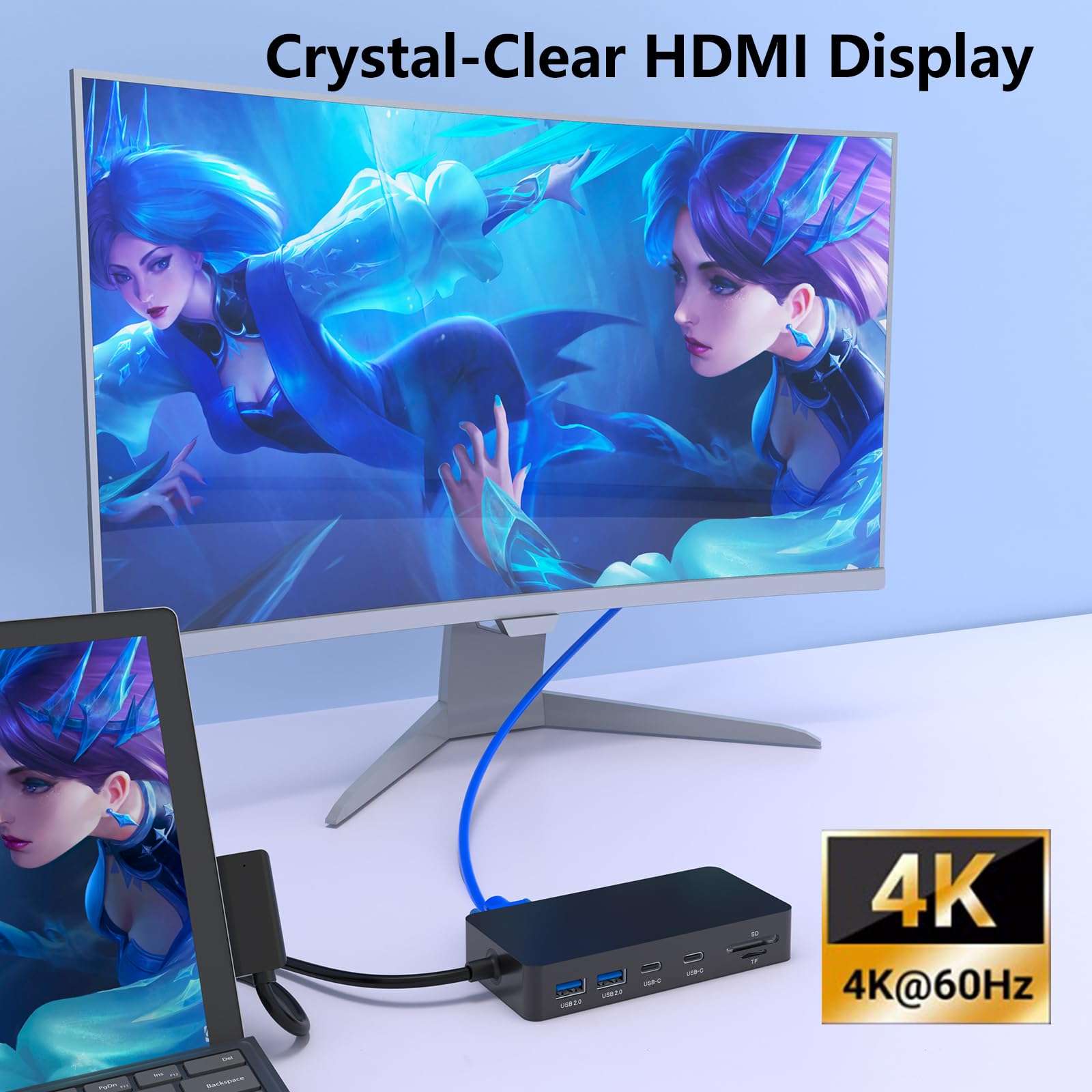 Microsoft Surface Dock HDMI+VGA With Power Adapter, 11 in 1 Docking Station for Pro 11/10/9/8/X/7/6/5/4/3, Laptop 7/6/5/4/3/2/1, Laptop Go 3/2/1, Book 3/2/1 5