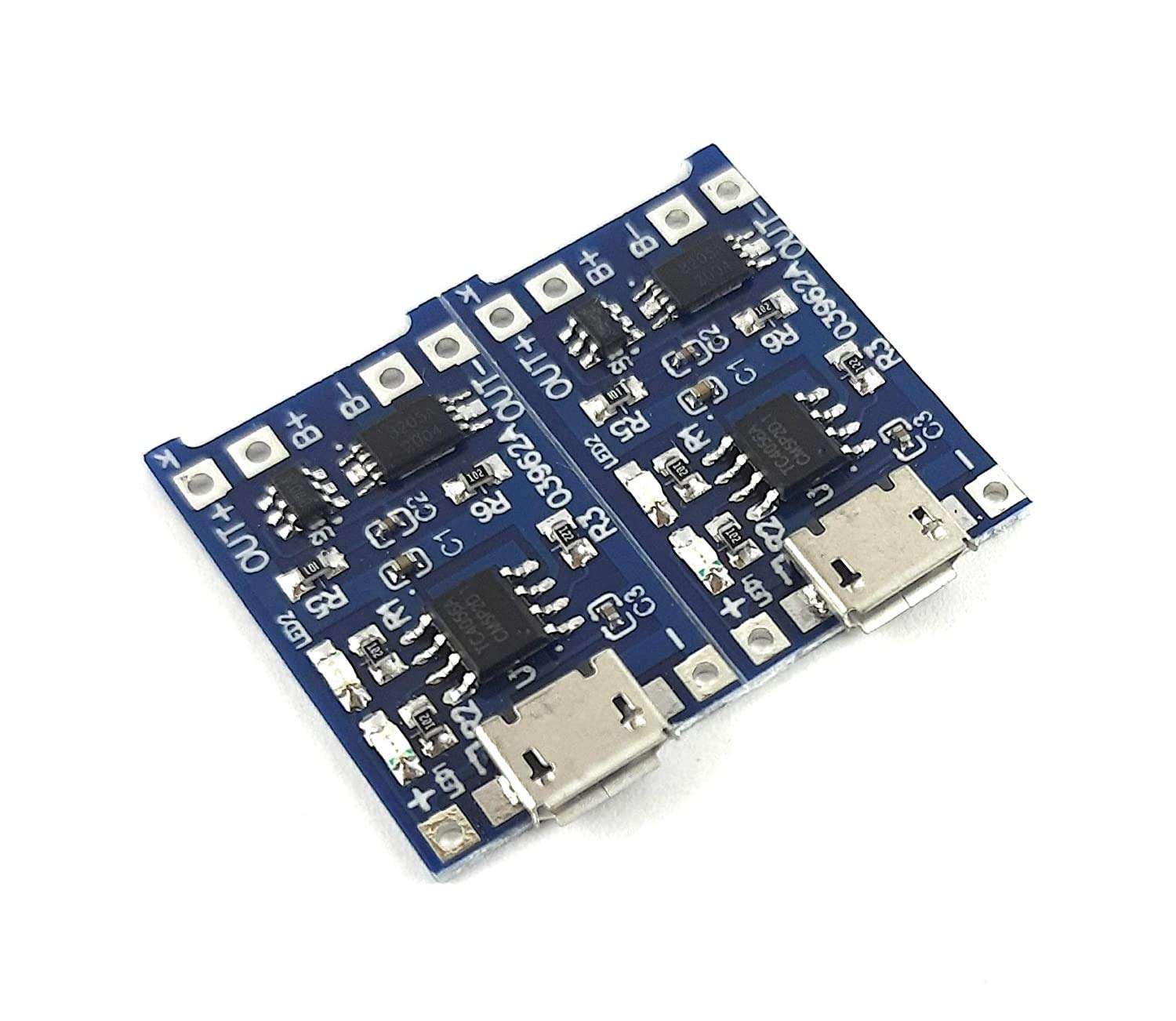Stookin USB 5V 1A 18650 TP4056 Lithium Battery Charging Module Board with Protection ( Pack of 2 ) 3