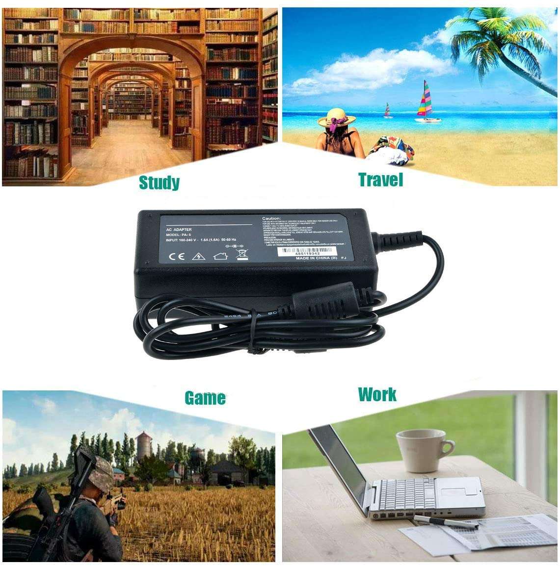 Uniq-bty AC Adapter for Dell XPS 18 All-in-One System, DELL XPS 18 1810 Portable All-in-One Desktop, P/N: 5NW44, 74VT4, 332-0971, PA-1650-02D3, 074VT4, LA65NS2-01. 3