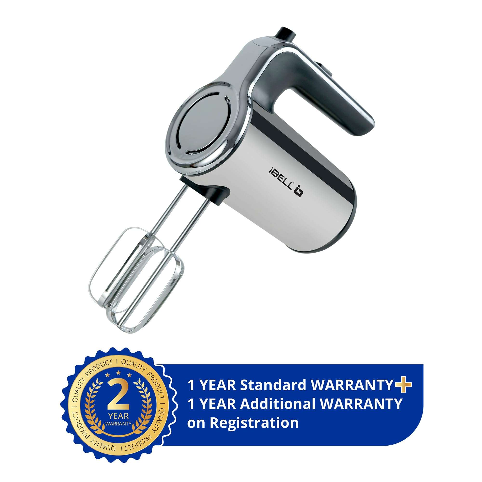 IBELL WHISK400 Electric Hand Mixer, 400W, Blender, Detachable Beaters & Dough Hooks, With Turbo Button 5 Speed Settings(Silver). 3