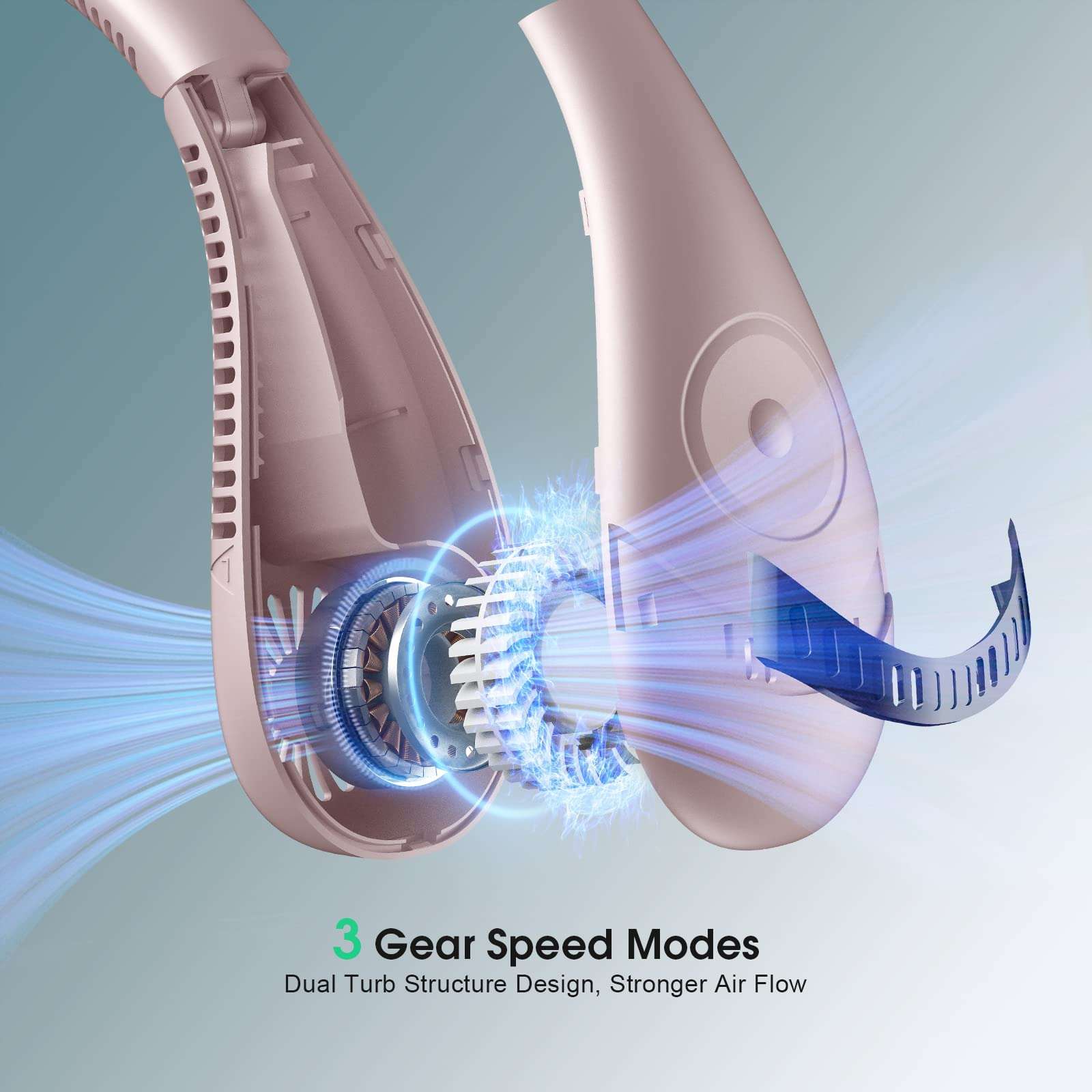 Neck Fan, 5000mAh Foldable Bladeless Neck Fans Portable Rechargeable, 3 Speeds Adjustment 360° Cooling Airflow, Hands Free Wearable Personal Fan, USB Powered, Portable Fan for Travel Outdoor 5