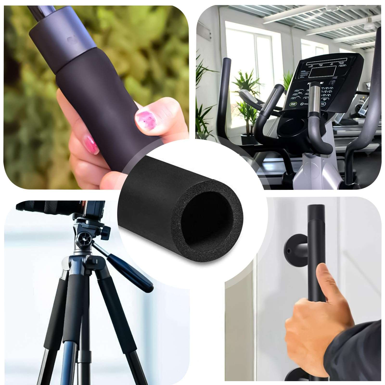 Racing Bicycle Handlebar Grips, Bike Sponge Foam Rubber Tube Flexible Cover Foam Grips,Cuttable, Inner Diameter 21mm/0.83inch, Pack of 2 (Black) 5