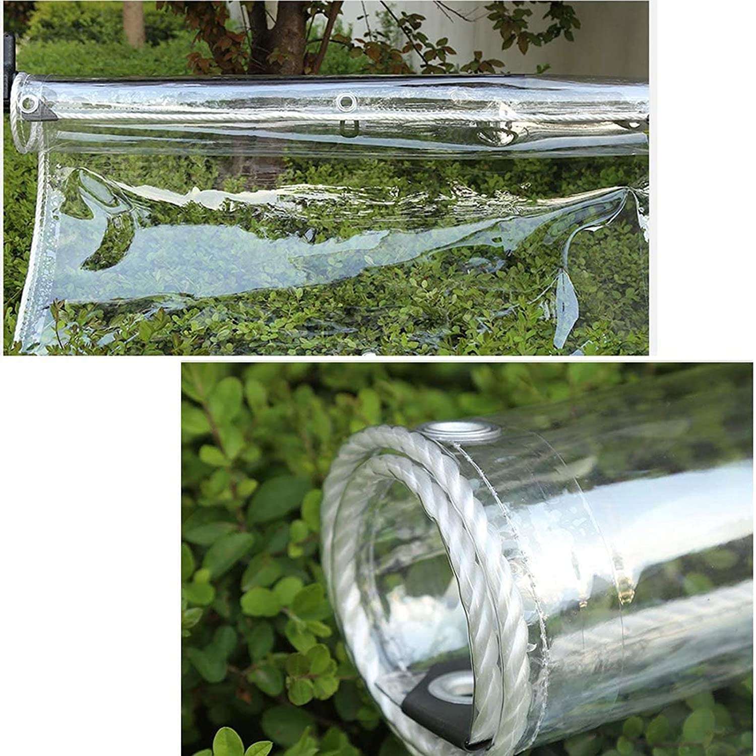 Waterproof Window Curtains Transparent Outdoor ,Balcony 5W x 5L Clear, 500 GSM Rain Sun Dust Privacy Cold Protections 1