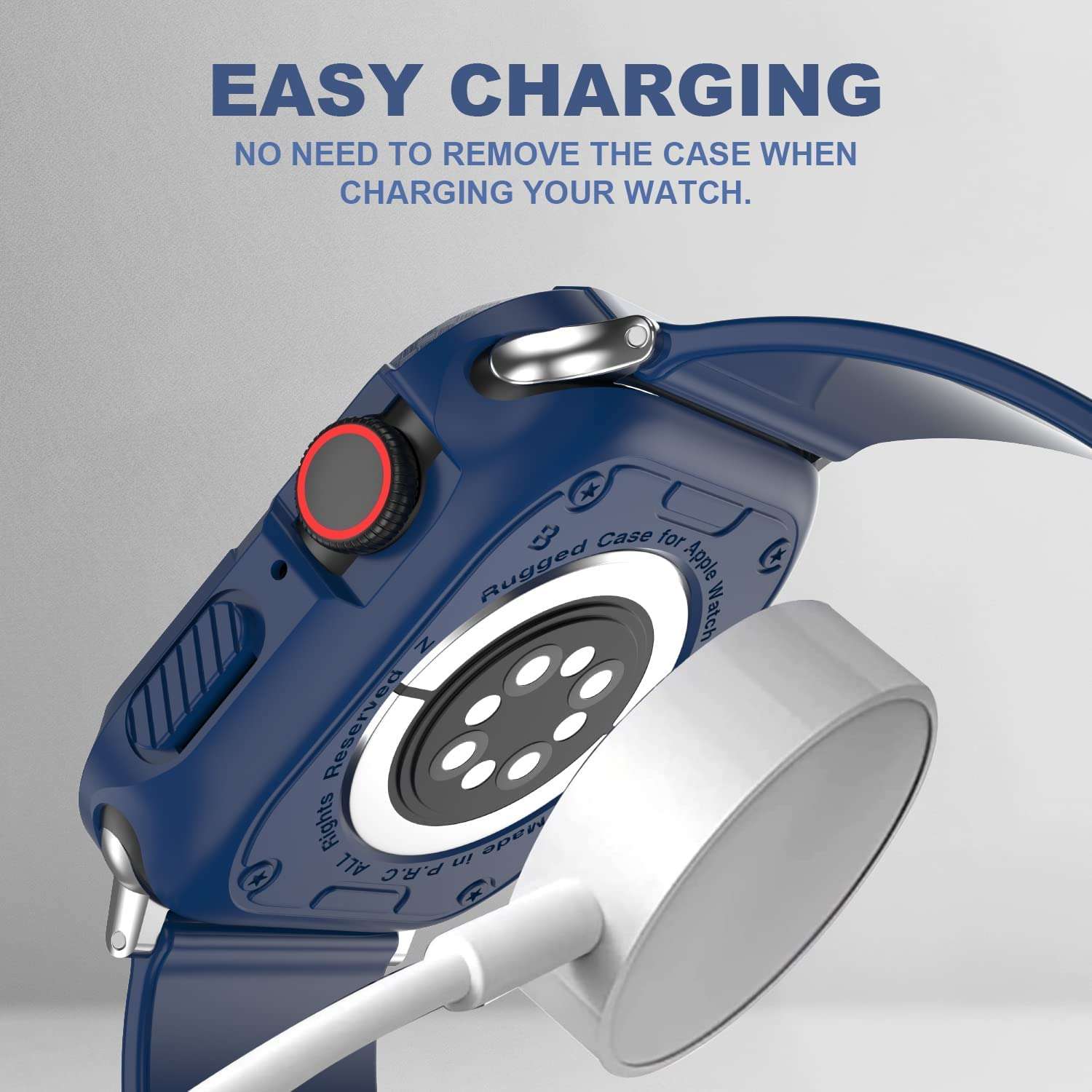 Printme Rugged Case Compatible with Apple Watch Series All Around Shockproof Bumper Case Protective Cover Frame for iWatch Series 6/5/4 44mm - Black+Blue (41mm/40mm) 6