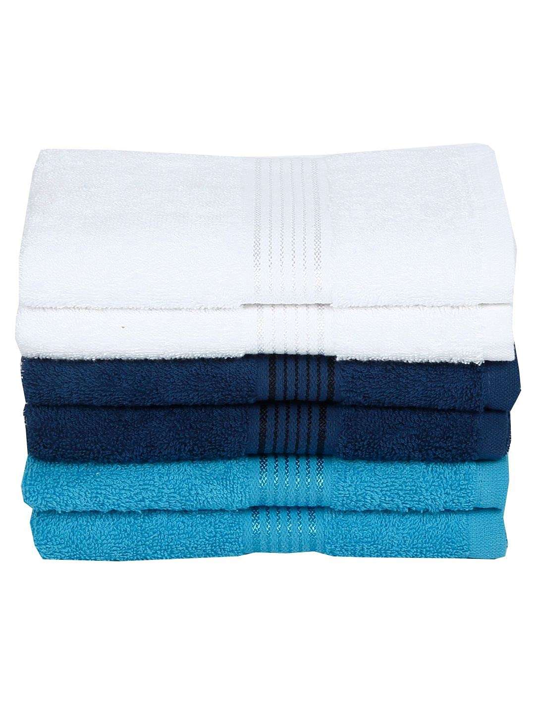 KOPA Quick Dry 100% Cotton Soft Terry Towel -6pc Hand Towel (d'ross) - Super Absorbent, Lightweight, Odour Free - for Men, Women, Kids Solid-Multi 3