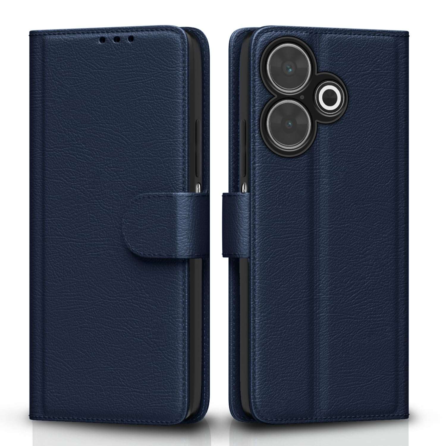 Pikkme Flip Cover Leather Finish | Inside TPU with Card Pockets | Wallet Stand and Shock Proof | Complete Protection Flip Case for Redmi 13 5G / Poco M6 Plus 5G (Blue) 1