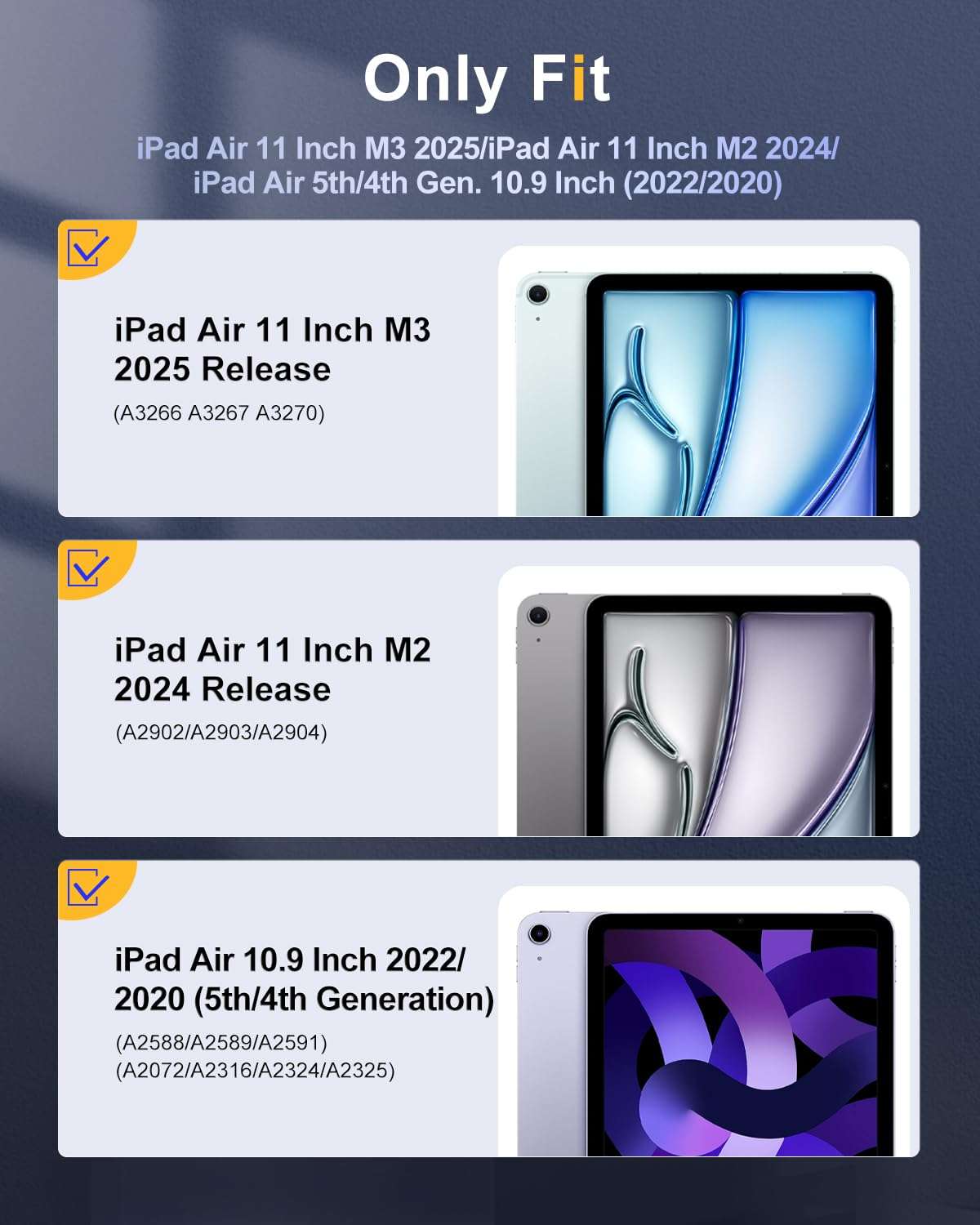 TiMOVO Case for iPad Air 11 Inch (M3/M2-2025/2024) with Pencil Holder, iPad Air 5th/4th Generation Case (2022/2020) 10.9 Inch, Slim Protective Cover with Clear Back, Auto Wake/Sleep, Navy Blue(V1) 2