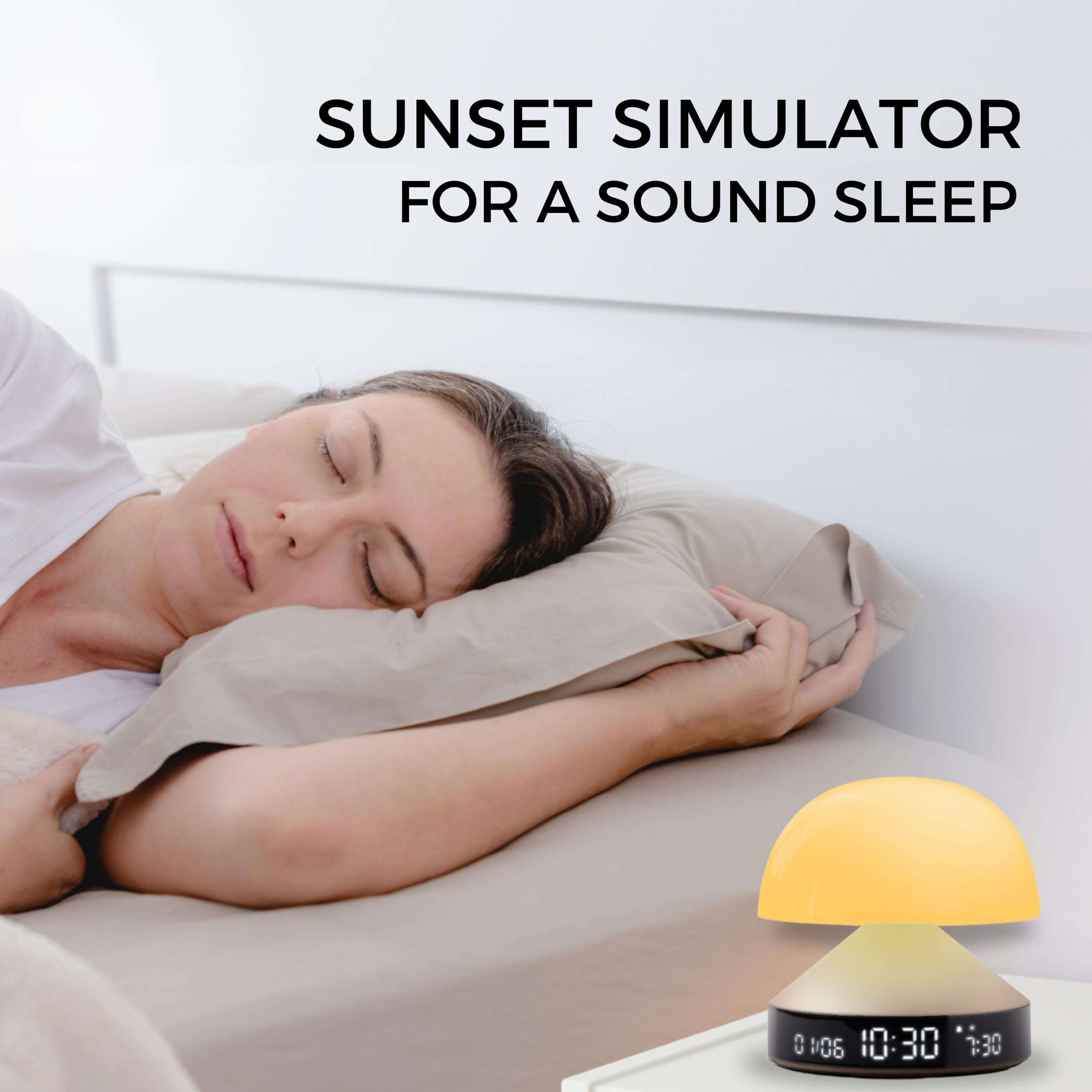 Lexon Mina Sunrise Alarm Clock, Wake Up Light & Sunset Lamp for Sleep Routine - Dark Red 3