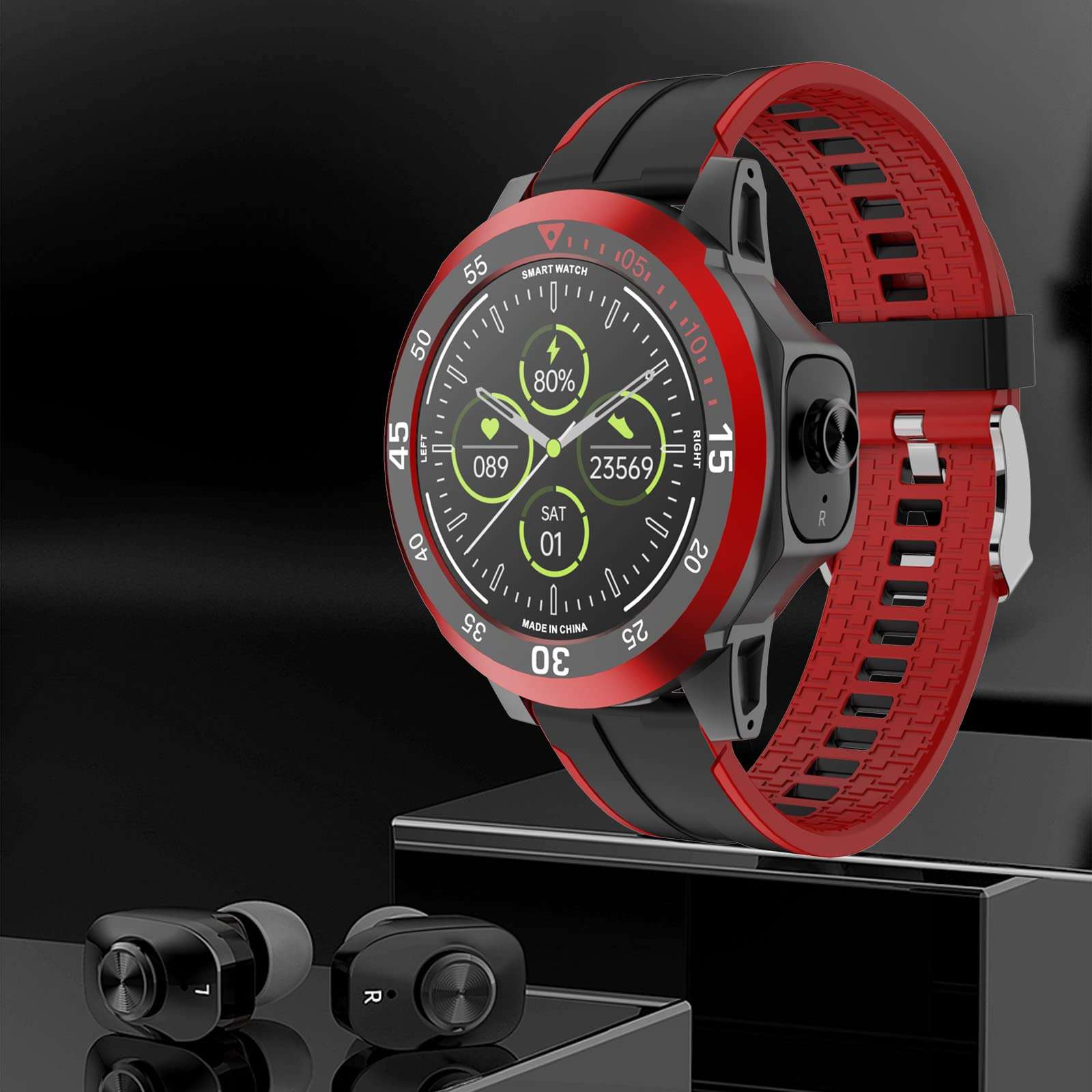 Smart Watch with Bluetooth Headset Mp3, 3in1 Smartwatch Wireless Earphone, 1.28 in Touch-HD Screen,Call Fitness Watch with Blood Pressure Heart Rate Sleep Monitor for Android iOS