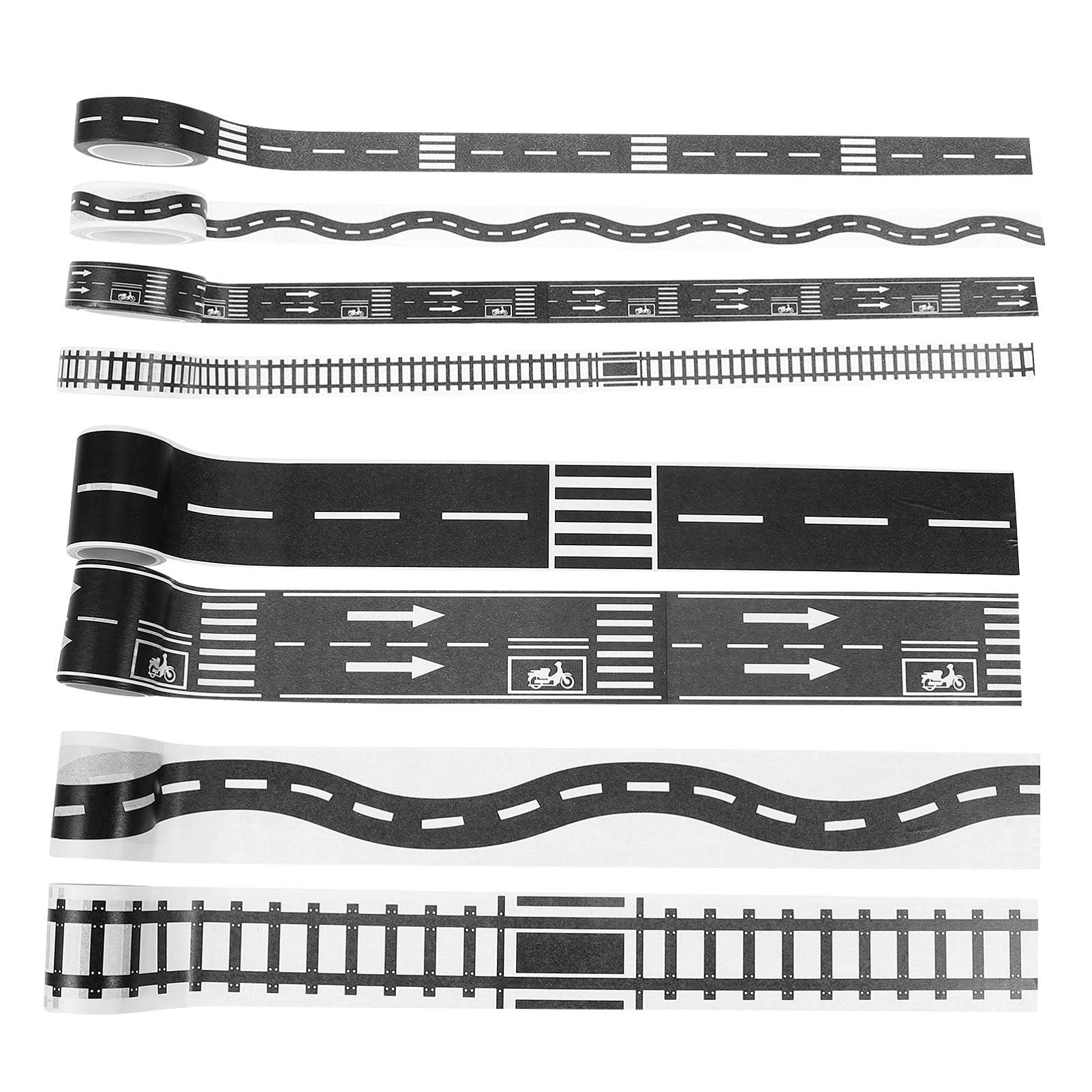 8 car Track washi Tape Rolls Black Tape Car Track Sticker Roll Tape Toy Car Track Toy Vehicle Playsets Tape for Race Toy car Road Tape Cars Railway Road Sticker 1