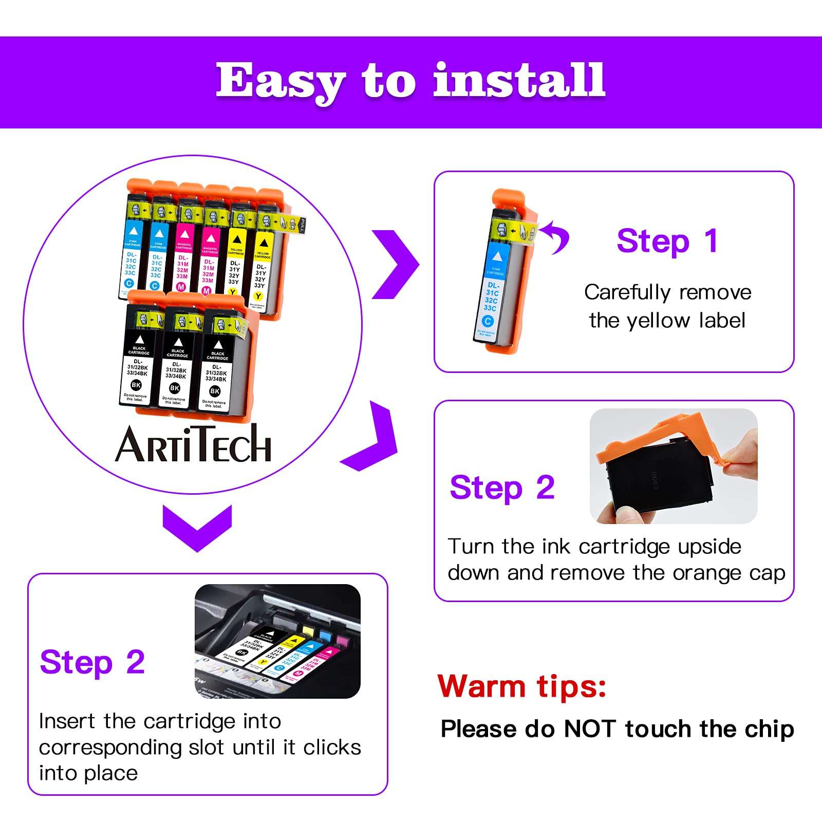 V525W Ink Cartridges Compatible for Dell Series 31 32 33 34 Ink Cartridges Work for Dell V525W, V725W Printers All-in-One Wireless Inkjet Printer 9 Pack (3 Black, 2 Cyan, 2 Magenta, 2 Yellow) 5