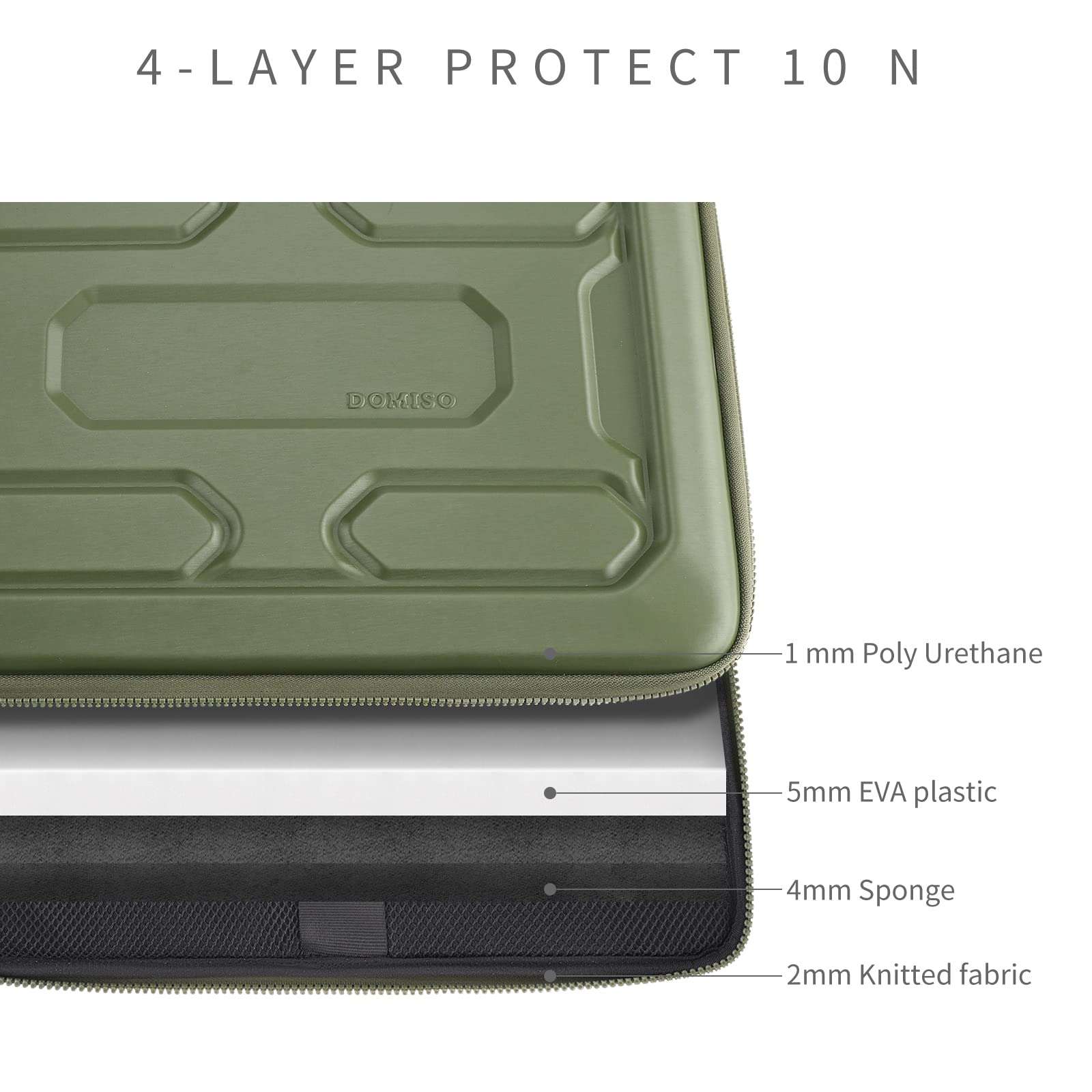 DOMISO 14 inch Laptop Sleeve with Handle Shockproof Computer Bag Waterproof EVA Protective Carrying Case for 14" ThinkPad E480/Yoga 920/13.5" Microsoft Surface Book/HP Pavilion 14 Stream 14, Green 6