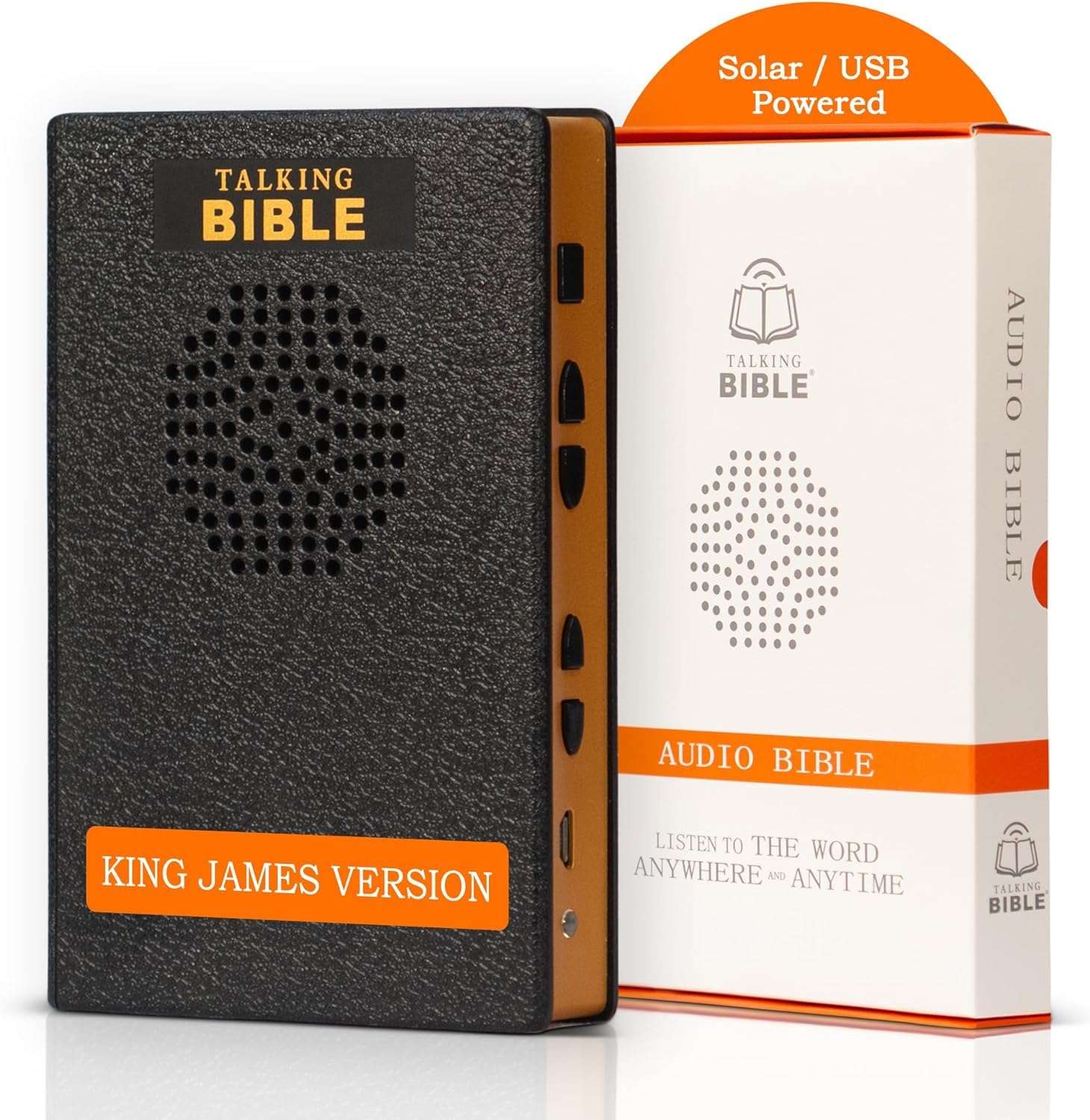 Talking Bible - Electronic Holy Bible Audio Player in English for Seniors, Kids and The Blind, Solar and USB Rechargeable, KJV (King James Version), Black 1