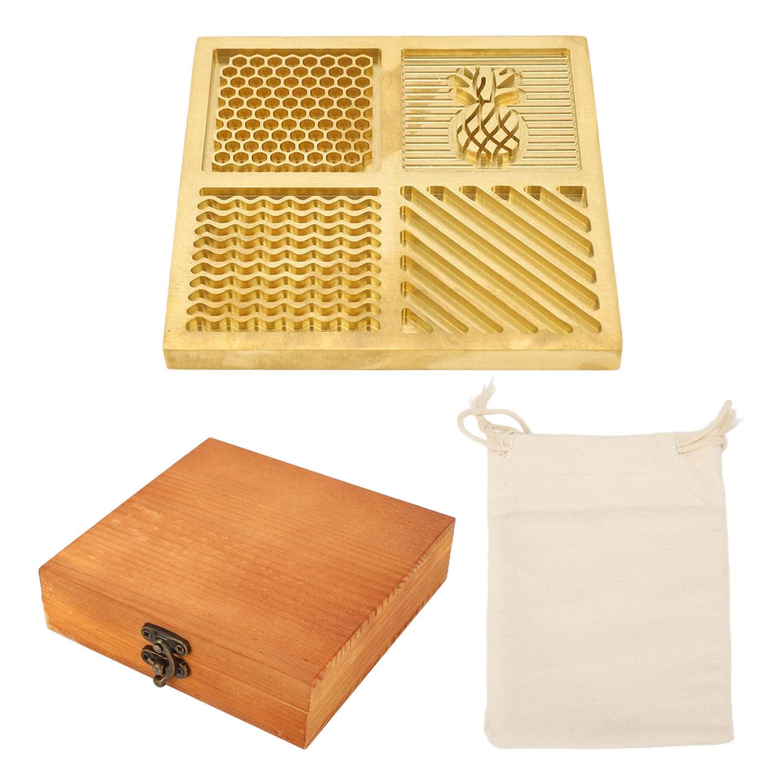 Ice Stamp, Brass, 4 Patterns Thickened Brass Rust Prevention Ice Stamping Tray for Bar Home 1