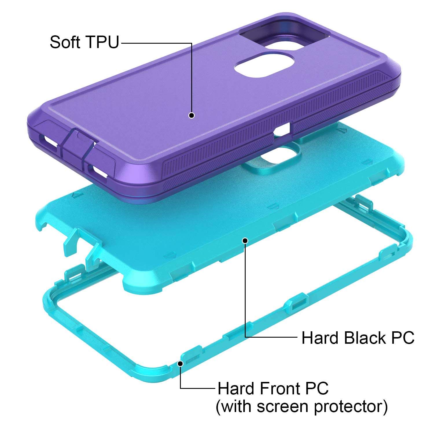 Annymall Google Pixel 4a 5G Case with Screen Protector, Phone Case for Pixel 4a 5G (Not fit 4G) Full Body Shockproof Drop Protection Heavy Duty Rugged Cover for Pixel 4a 5G (Purple/Mint) 4