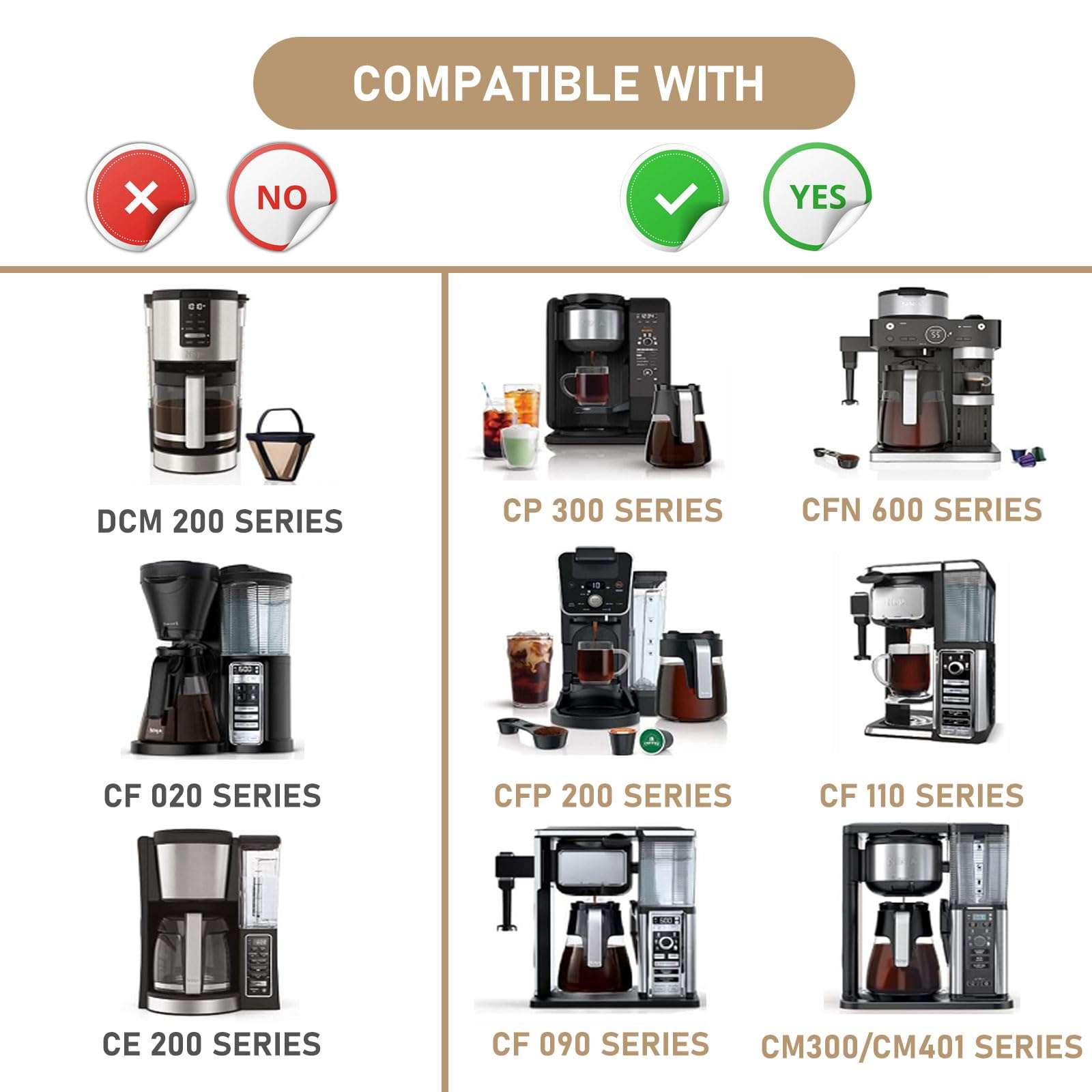 12 Cup Coffee Maker Carafe Replacement Pot Compatible with Ninja Coffee Maker CFP101 CFP201 CFP301 CFN601 CM401 CFP200 CFP250A CFP300 CFP305 CFP307 CFN602 CM400 CM401 CF090 CF091 CF092 4