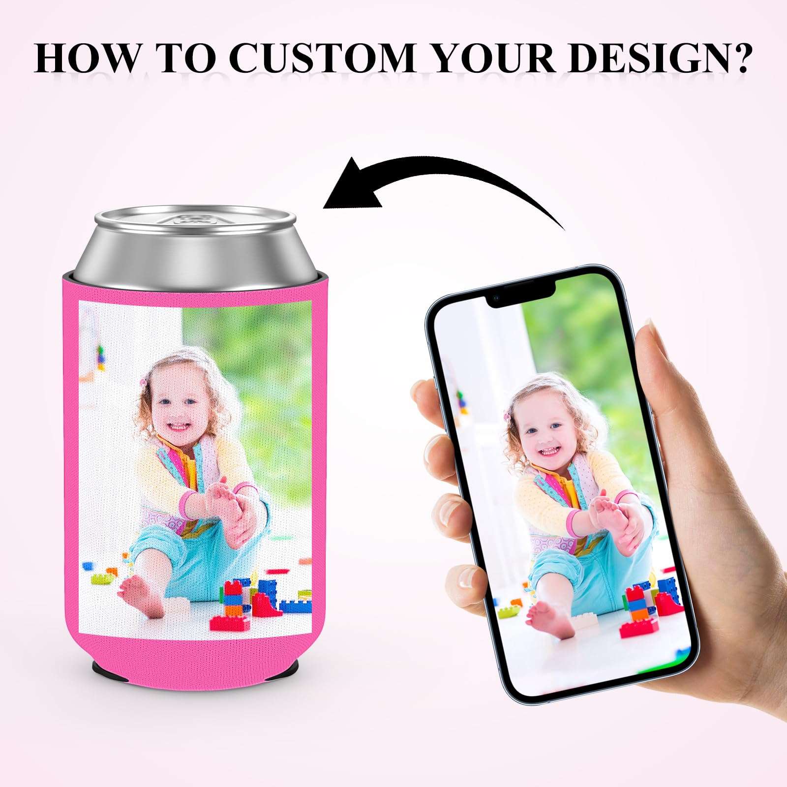 SPETYORT Custom Can Coolers Sleeves 50 Pack, Bulk Personalized Insulated Neoprene Can Drink Holder with Logo Image Text, Collapsible Can Sleeve Beer Coolers for Wedding Birthday Party 5