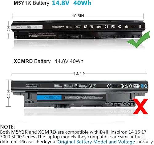 40W 14.8V M5Y1K Battery for Dell Inspiron 15 3000 5000 3558 3451 5552 3458 5566 5558 5559 6YFVW VN3N0 GXVJ3 W6D4J HD4J0 4WY7C Notebook Pc Battery 3
