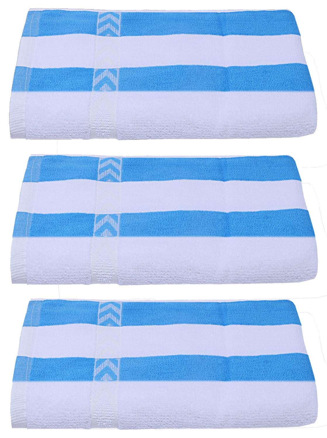 Heart Home Cotton 3 Pieces Bath Towel 27" x54” (Blue & White) CTHH1636