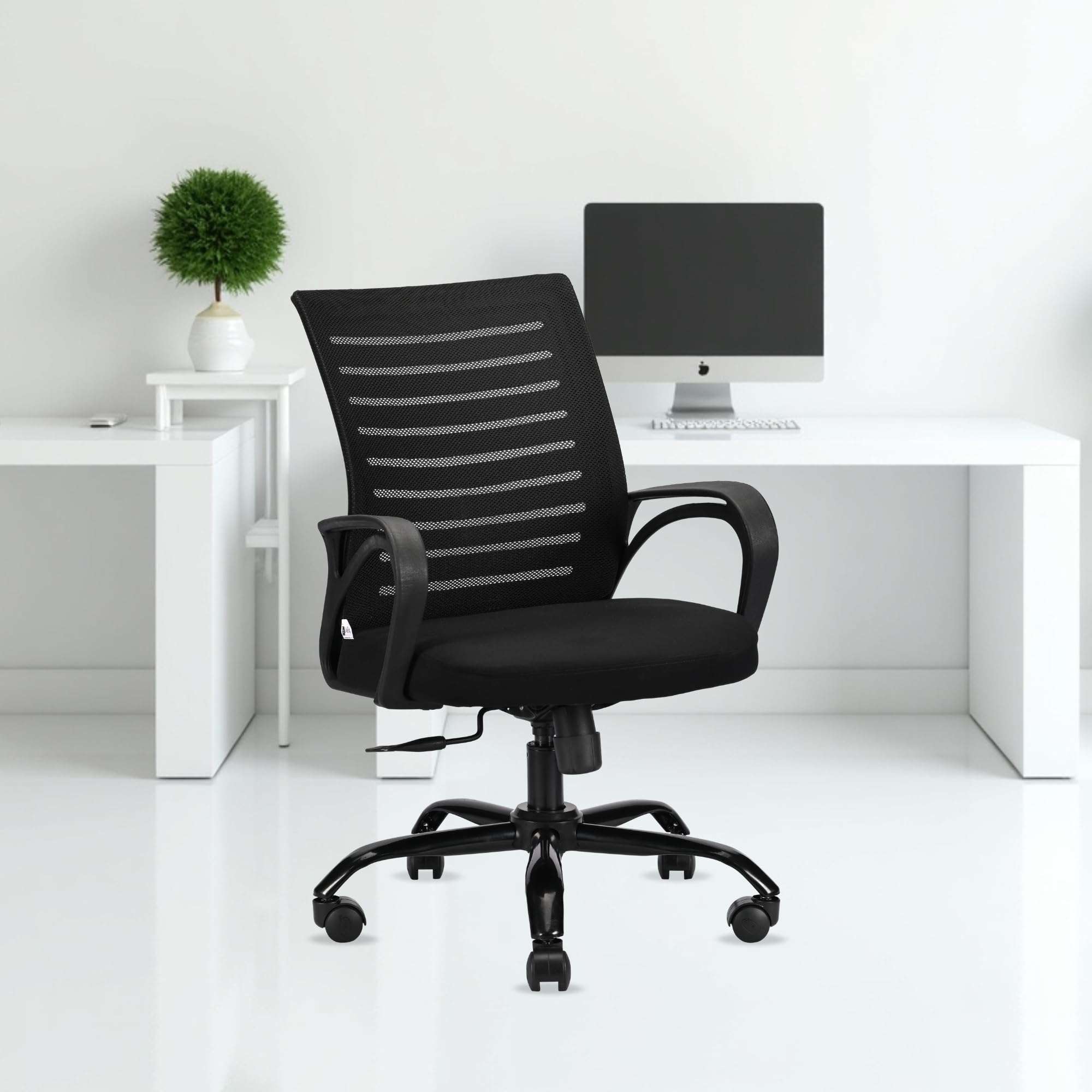IAFA FURNITURE® Diego Mid-Back Mesh Office Chair | 3 Year Warranty | Ergonomic Study | Computer Chair with Revolving Base | Tilting & Height Adjustable Mechanism | Heavy-Duty Metal Base (Black) (DIY)