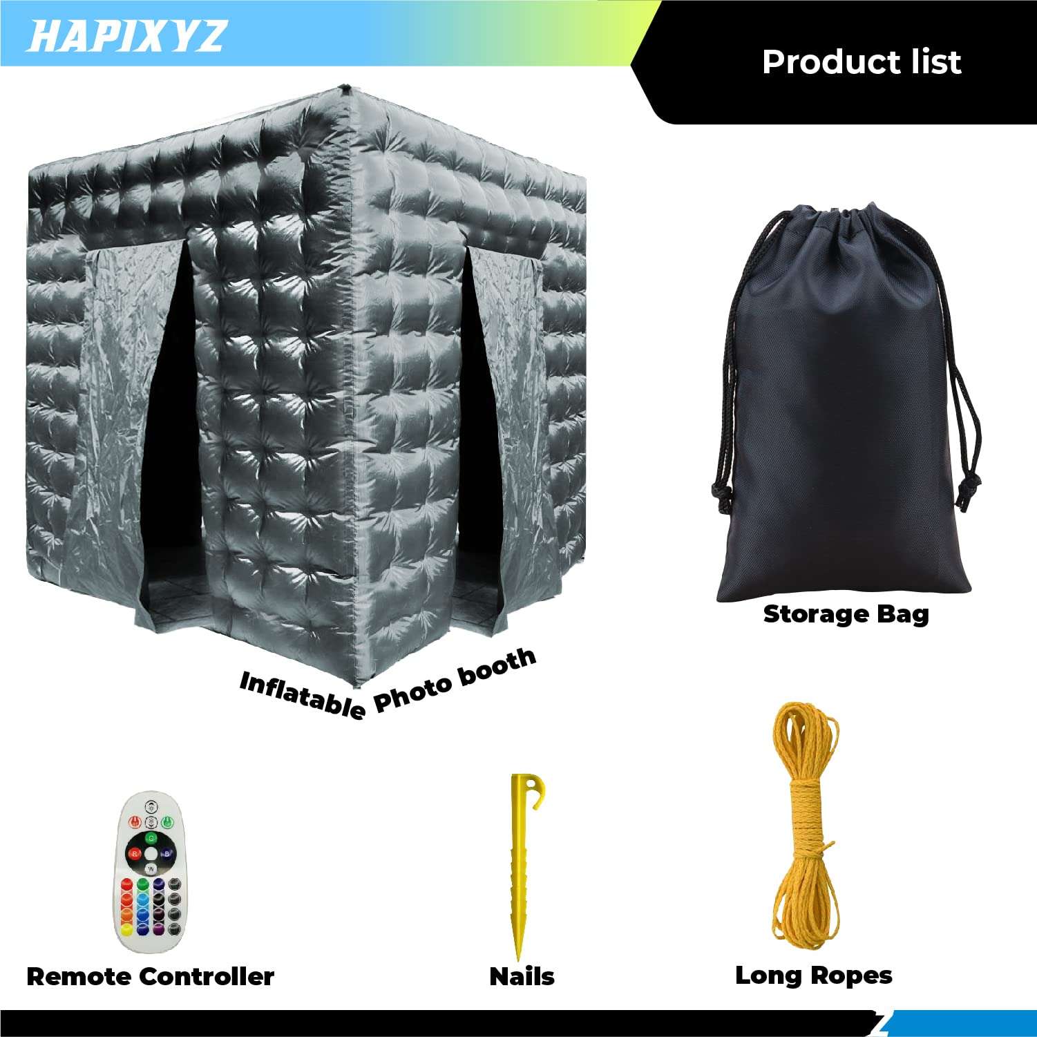 HAPIXYZ 𝗜𝗻𝗳𝗹𝗮𝘁𝗮𝗯𝗹𝗲 𝗣𝗵𝗼𝘁𝗼 𝗕𝗼𝗼𝘁𝗵 𝗘𝗻𝗰𝗹𝗼𝘀𝘂𝗿𝗲, 𝗣𝗼𝗿𝘁𝗮𝗯𝗹𝗲 𝗶𝗻𝗳𝗹𝗮𝘁𝗮𝗯𝗹𝗲 𝗽𝗵𝗼𝘁𝗼 𝗯𝗼𝗼𝘁𝗵,inflatable photo booth,8.2Ft,16-Color LED Lights 4