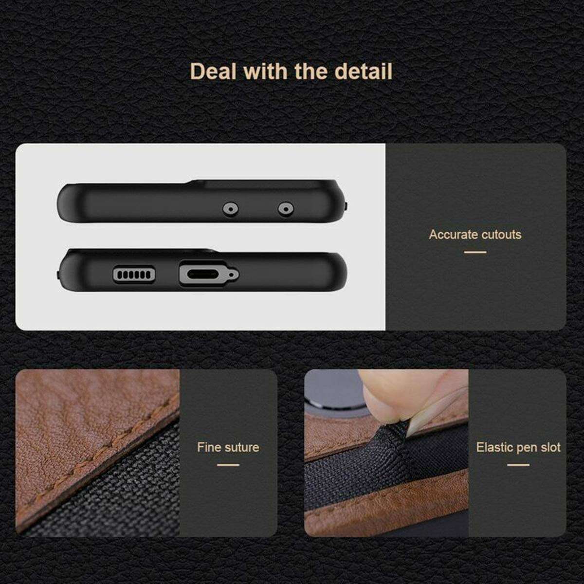 seeyoung Case for Samsung S21 Ultra Leather Cover with Stylus S-Pen Socket Slot,Slim PU Leather Cover Case,Elegant Leather Phone Case Business Shockproof Protective Back Cover (Black) 6